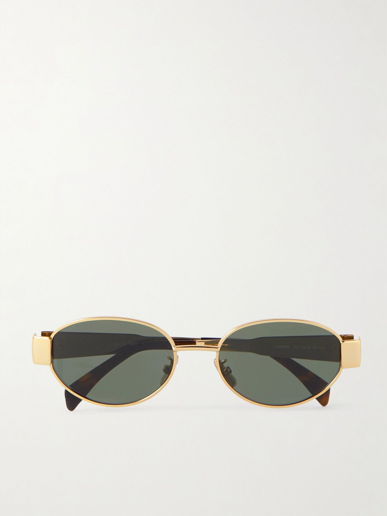 Oval-frame gold-tone and tortoiseshell acetate sunglasses