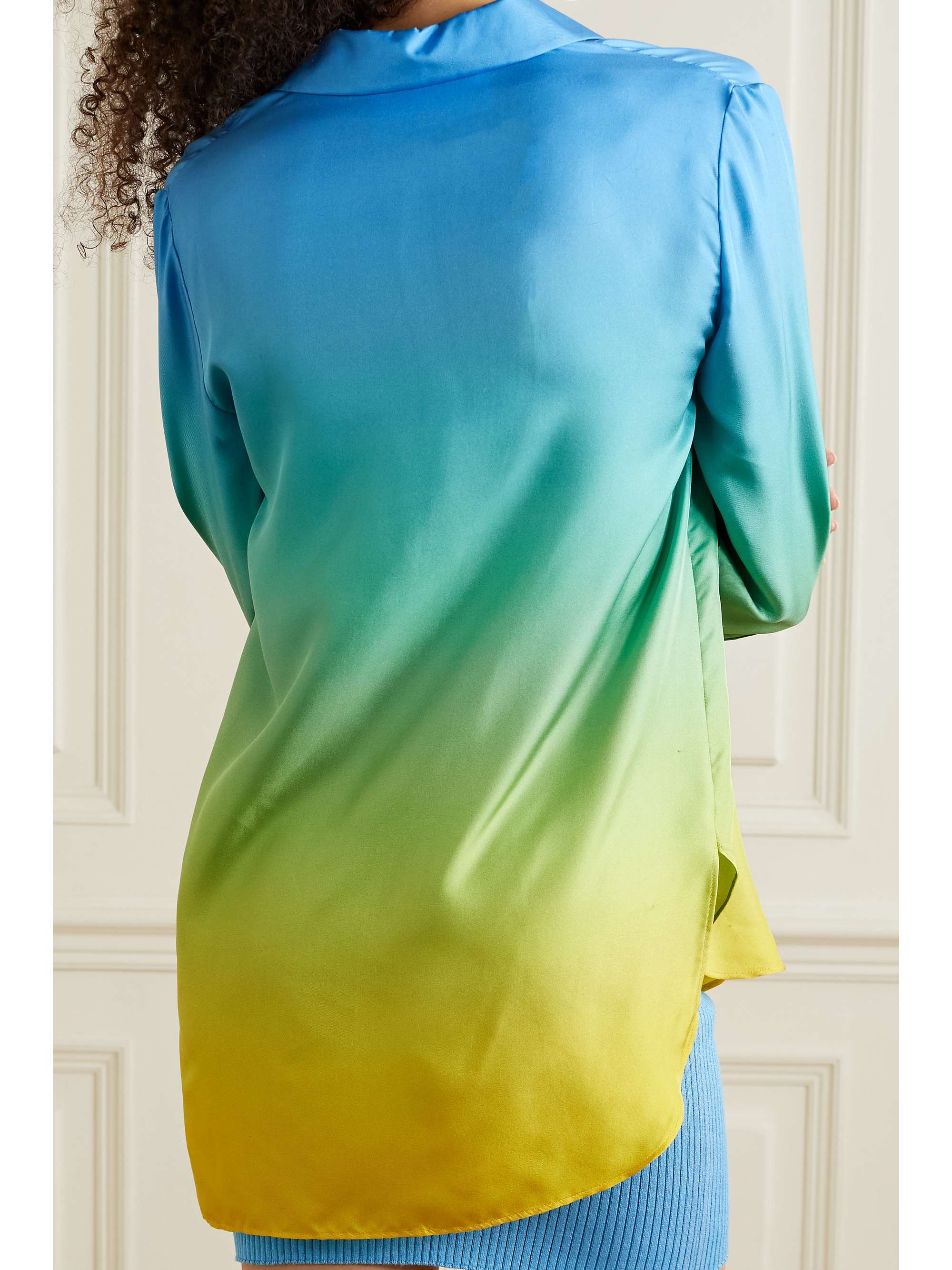 OSCAR DE LA RENTA Ombré silk-satin twill shirt