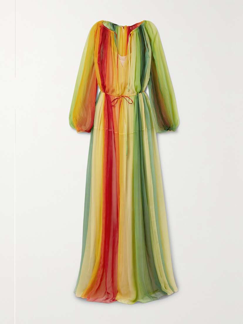 Oscar de la Renta Striped Silk-chiffon Kaftan