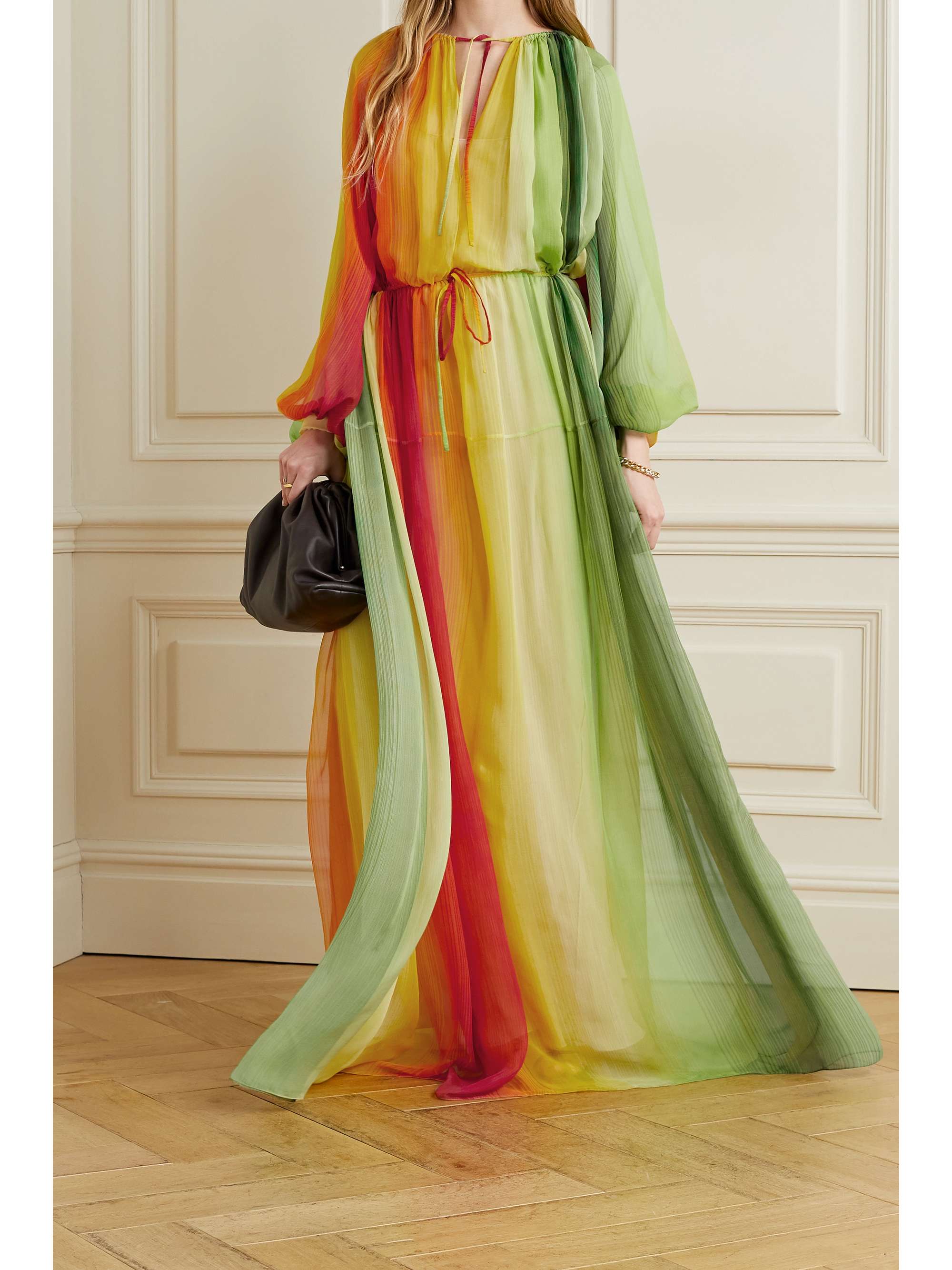 OSCAR DE LA RENTA Striped silk-chiffon kaftan | NET-A-PORTER