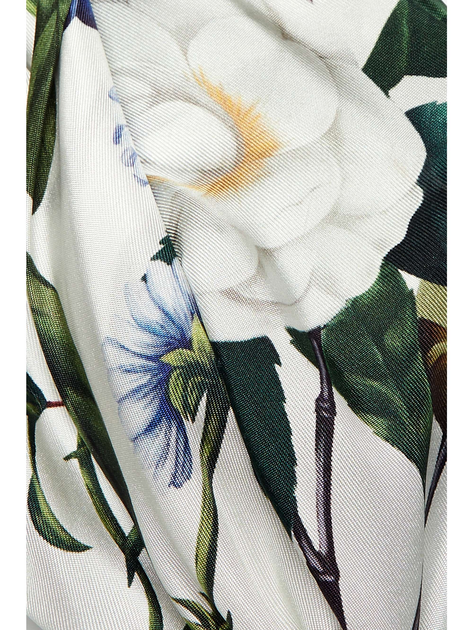 OSCAR DE LA RENTA 正面系带花卉印花丝缎斜纹布抹胸式上衣