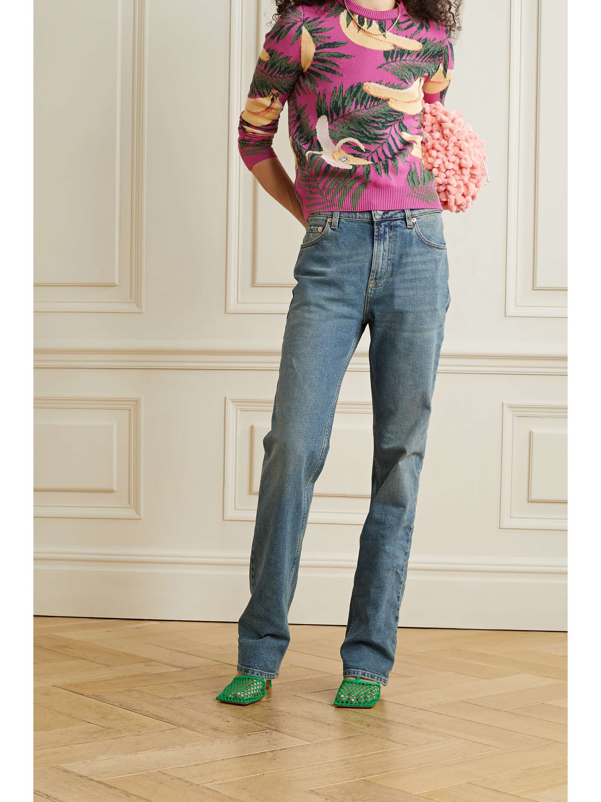Pink Jacquard-knit sweater | OSCAR DE 