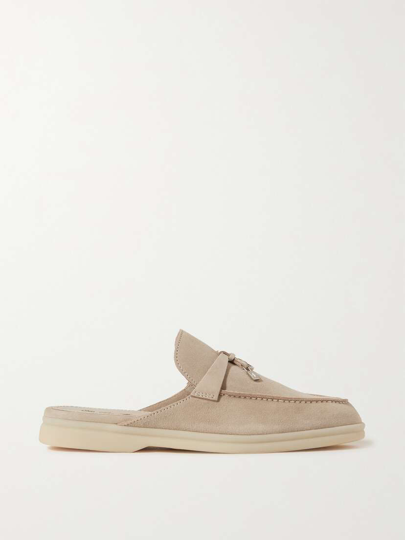 Loro Piana Babouche Charms Walk Suede Slippers