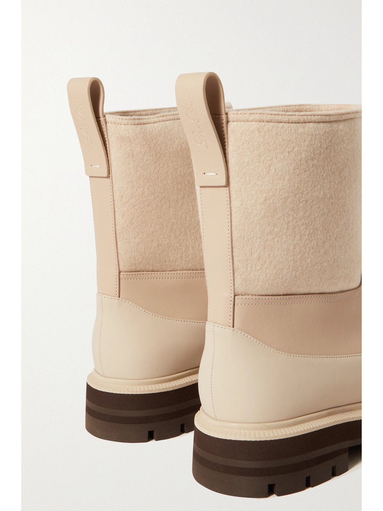 Loro Piana Regent Cashmere And Leather Ankle Boots In Neutrals