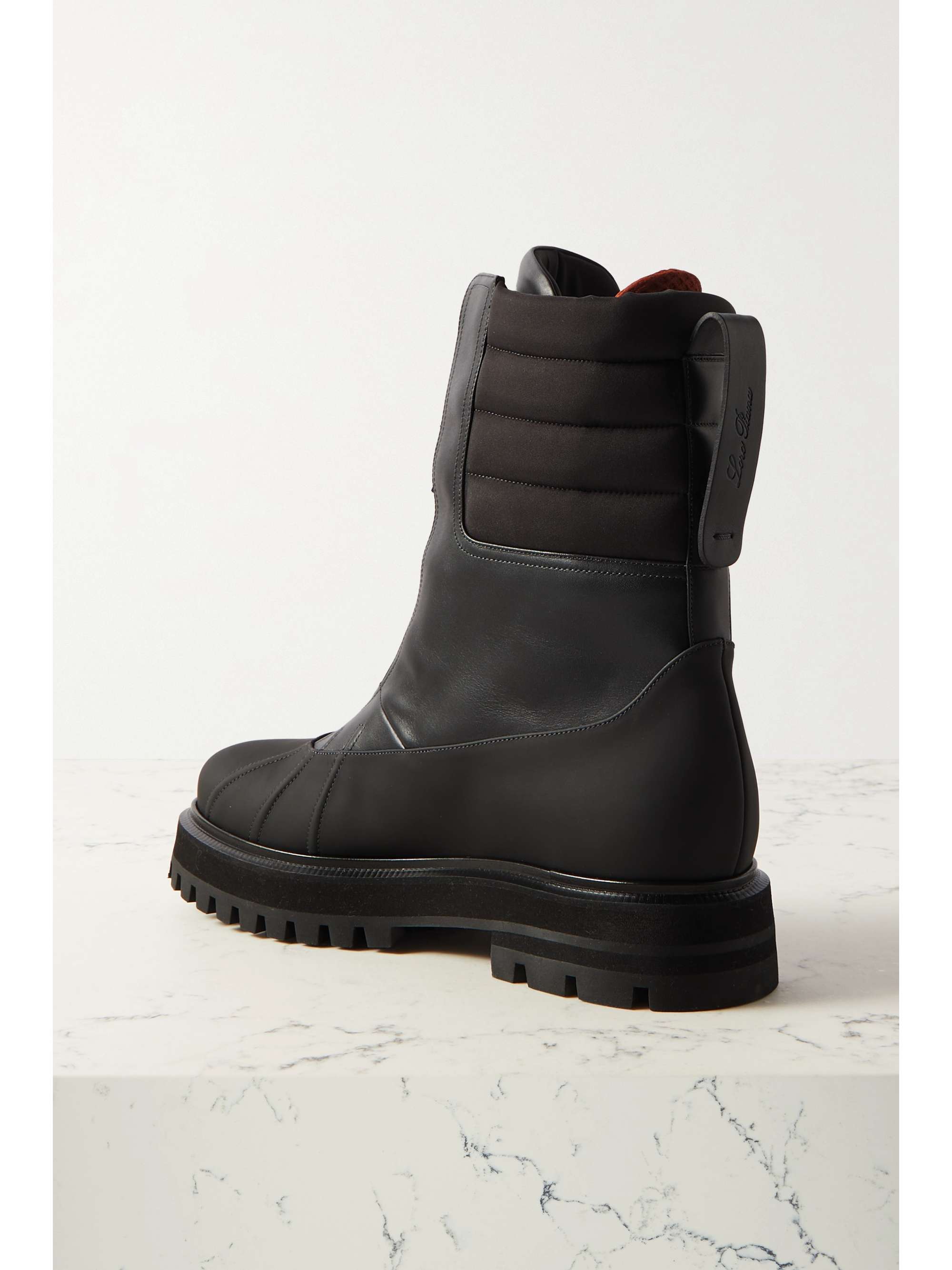 LORO PIANA Regent shell and leather ankle boots