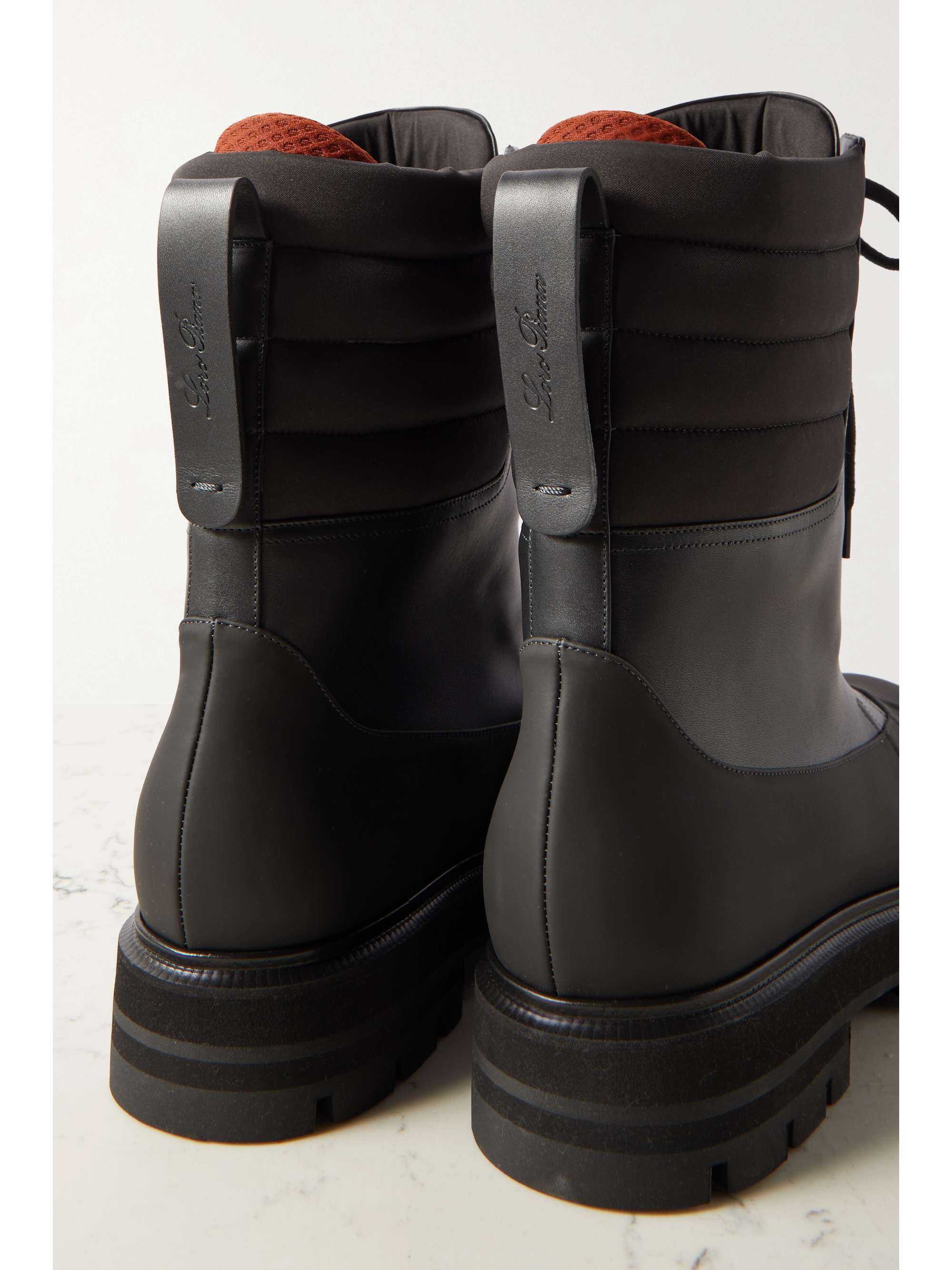 LORO PIANA Regent shell and leather ankle boots