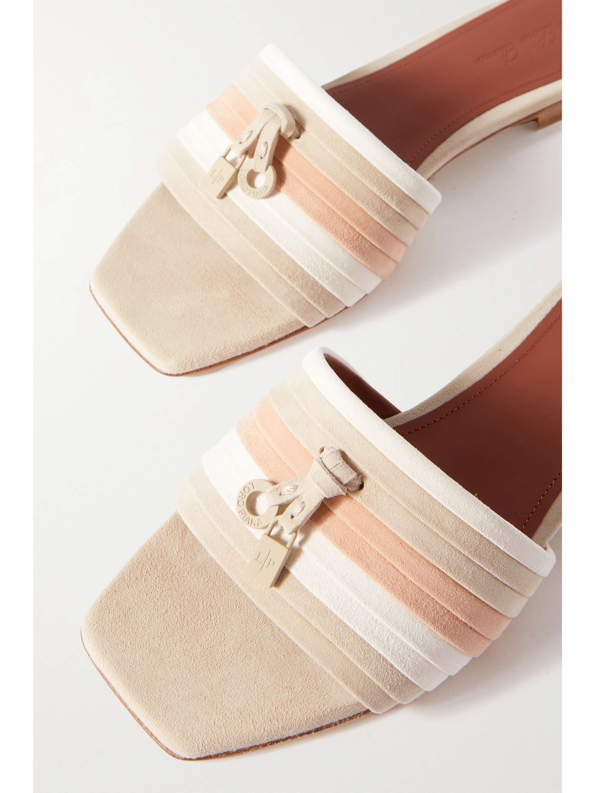 LORO PIANA Maxi Charms striped suede sandals