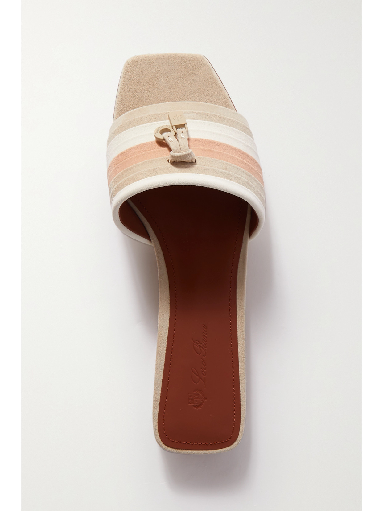 Loro Piana Maxi Charms Striped Suede Sandals In Neutrals