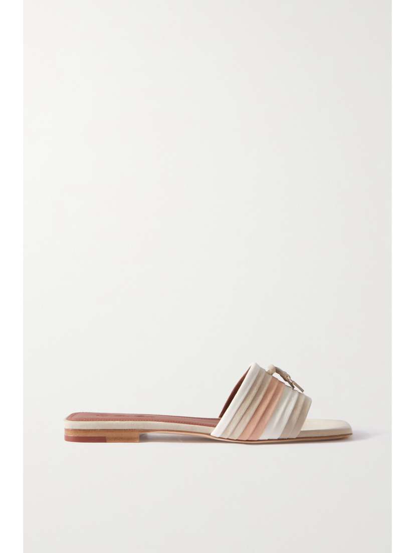 Loro Piana Maxi Charms Striped Suede Sandals