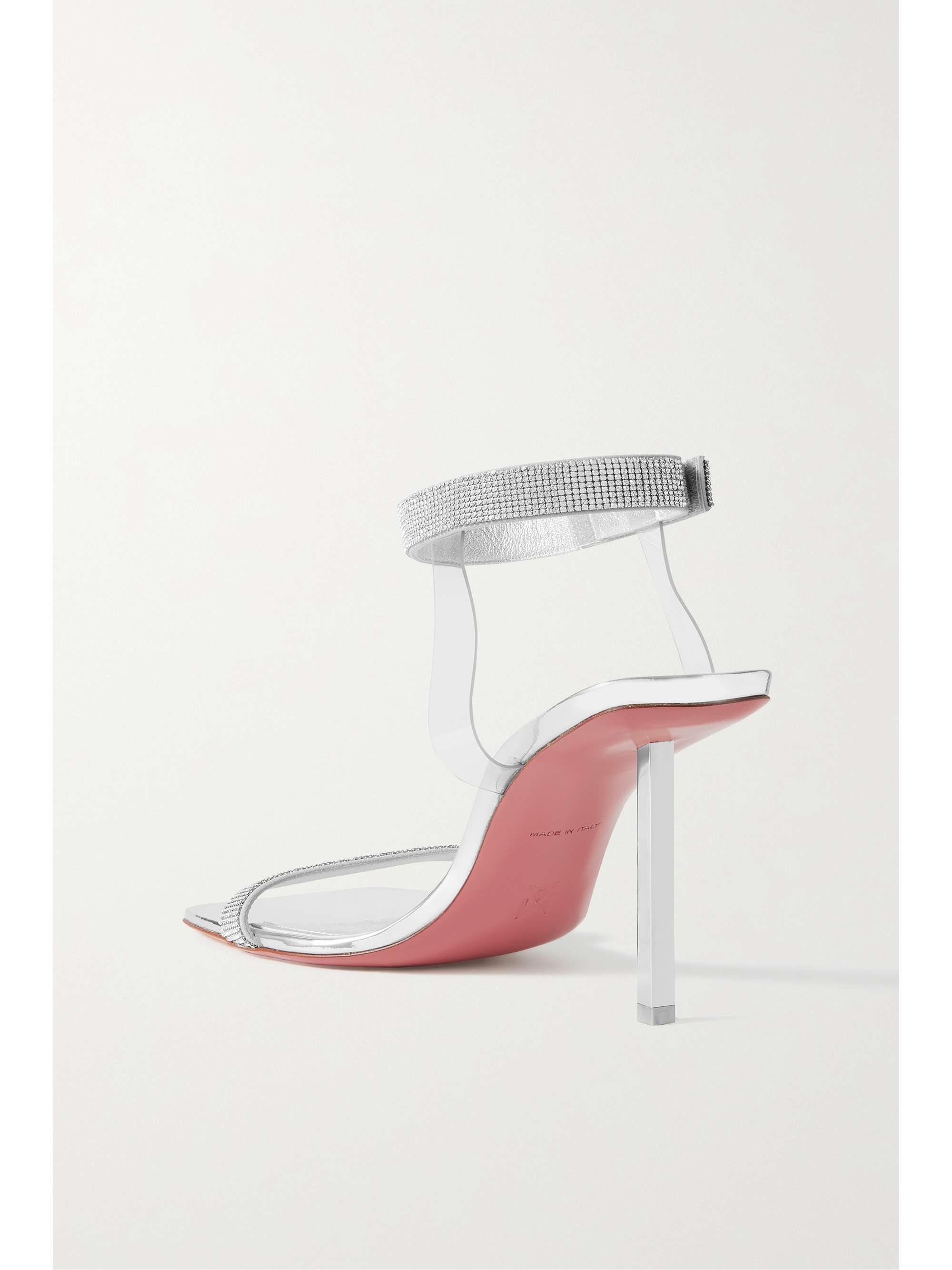 AMINA MUADDI Rih crystal-embellished metallic leather and PVC sandals