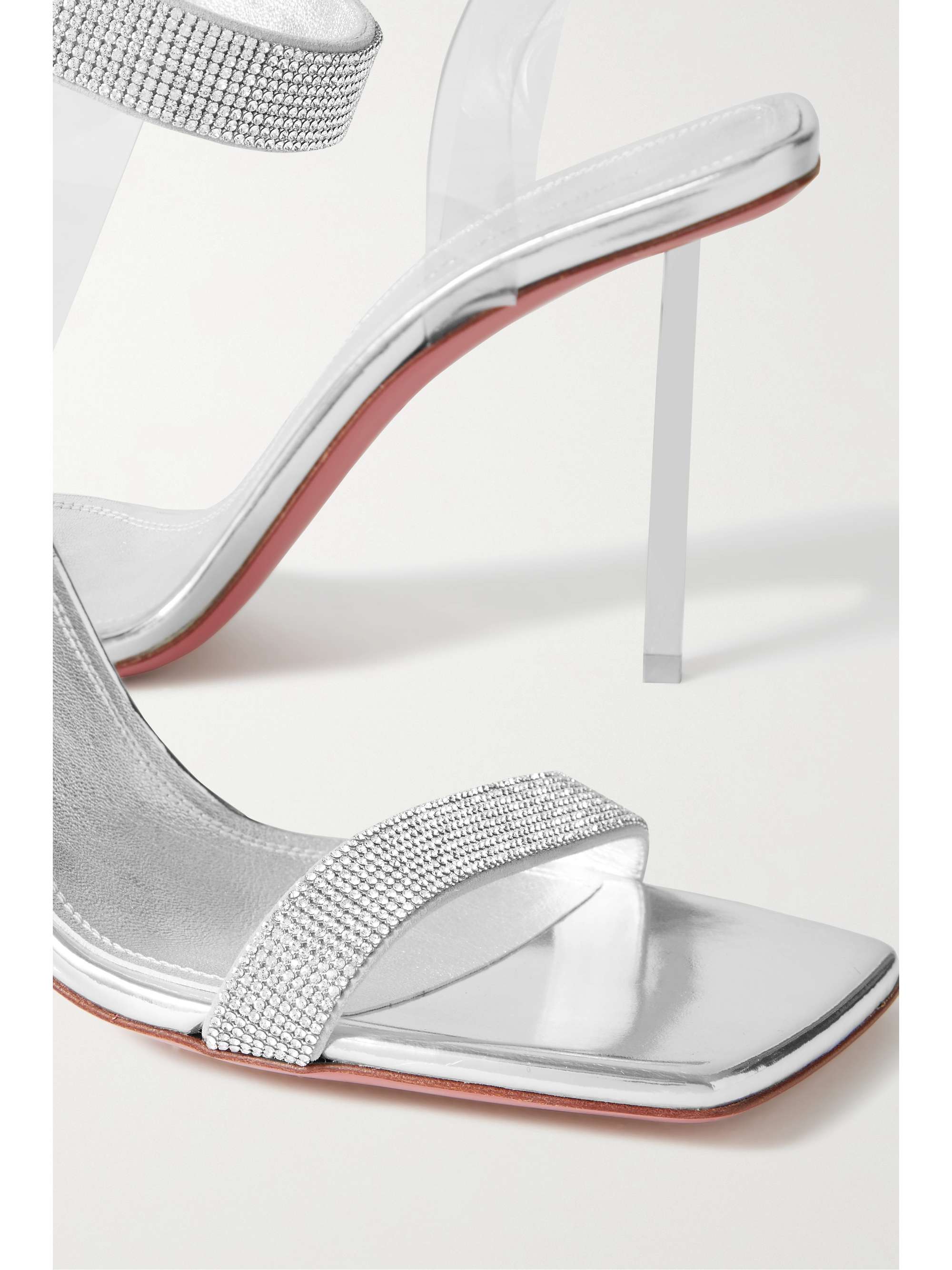 AMINA MUADDI Rih crystal-embellished metallic leather and PVC sandals