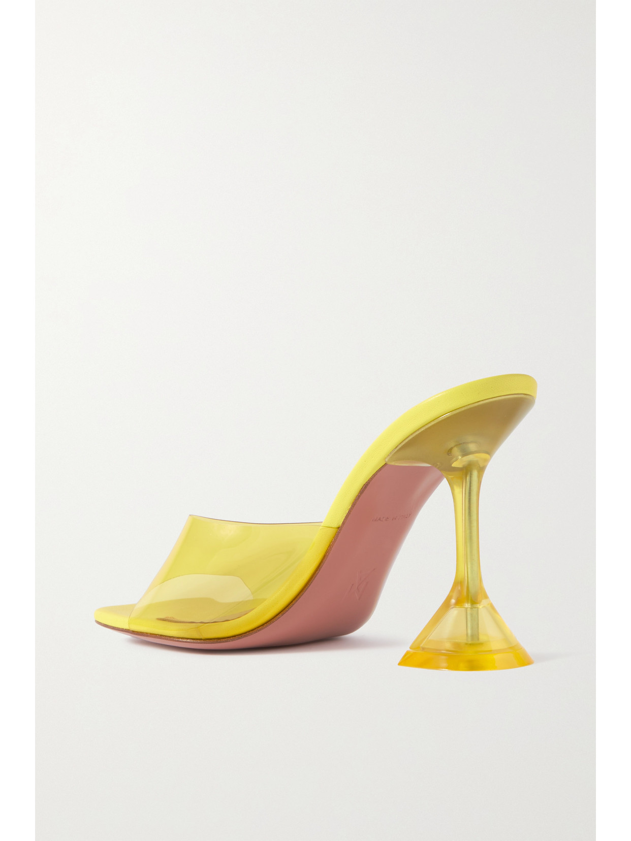 Shop Amina Muaddi Lupita Glass Pvc And Leather Mules In Yellow