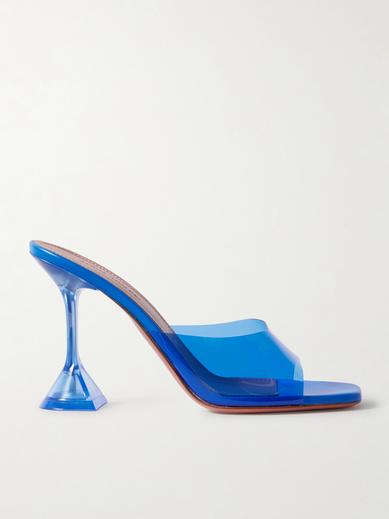 Amina Muaddi Lupita Glass Pvc And Leather Mules In Blue