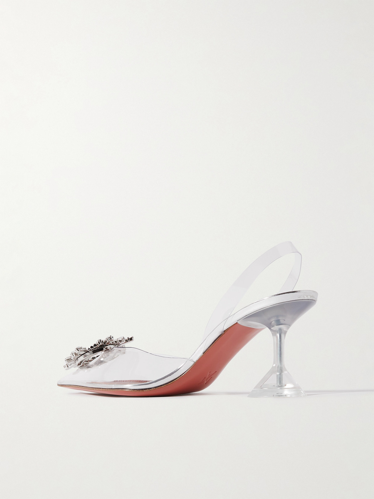 Amina Muaddi Begum Crystal-embellished Pvc Slingback Pumps In Neutrals