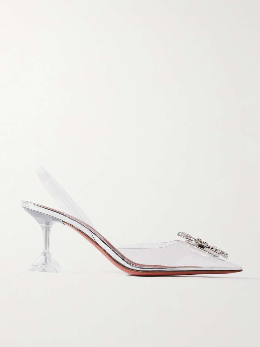 Amina Muaddi Begum Crystal-embellished Pvc Slingback Pumps