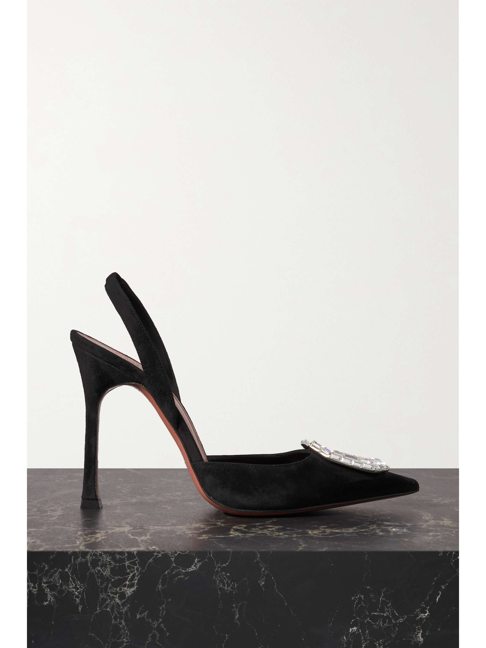 black suede slingback pumps