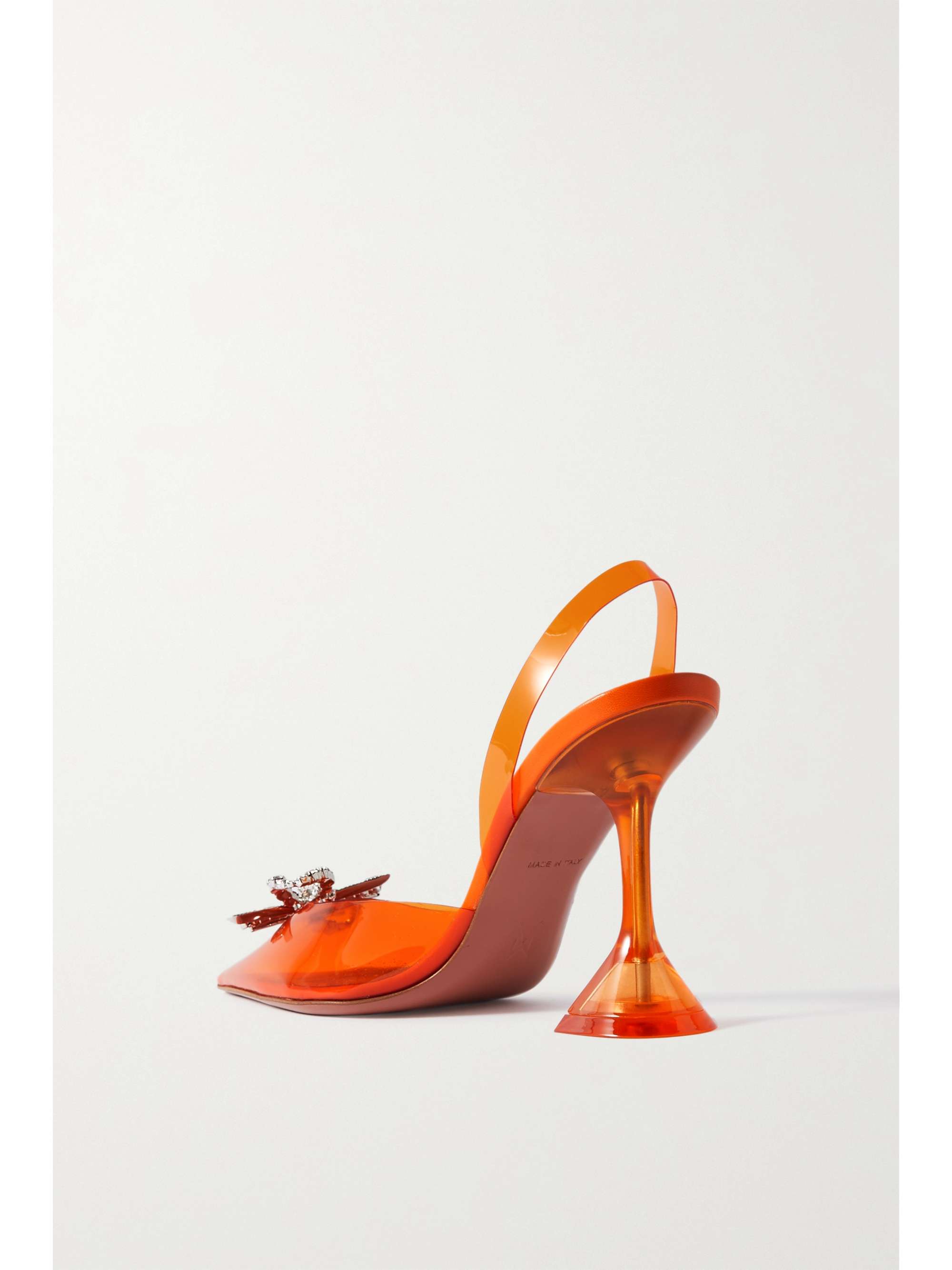 AMINA MUADDI Rosie crystal-embellished mirrored-leather slingback pumps