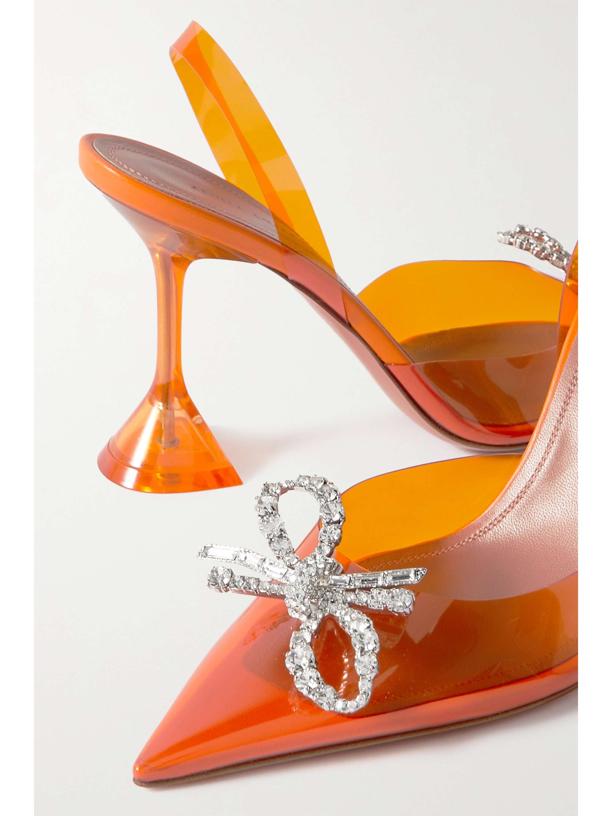 AMINA MUADDI Rosie crystal-embellished mirrored-leather slingback pumps