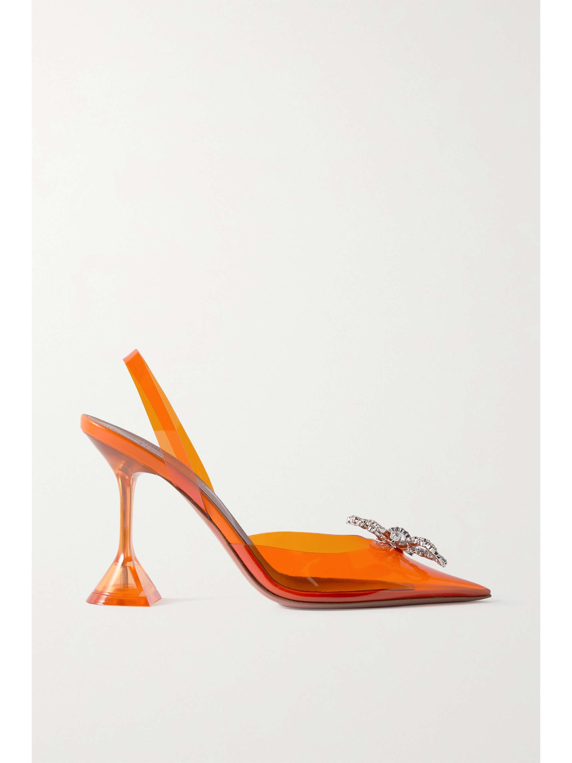 AMINA MUADDI Rosie crystal-embellished bow-detailed PVC slingback pumps ...