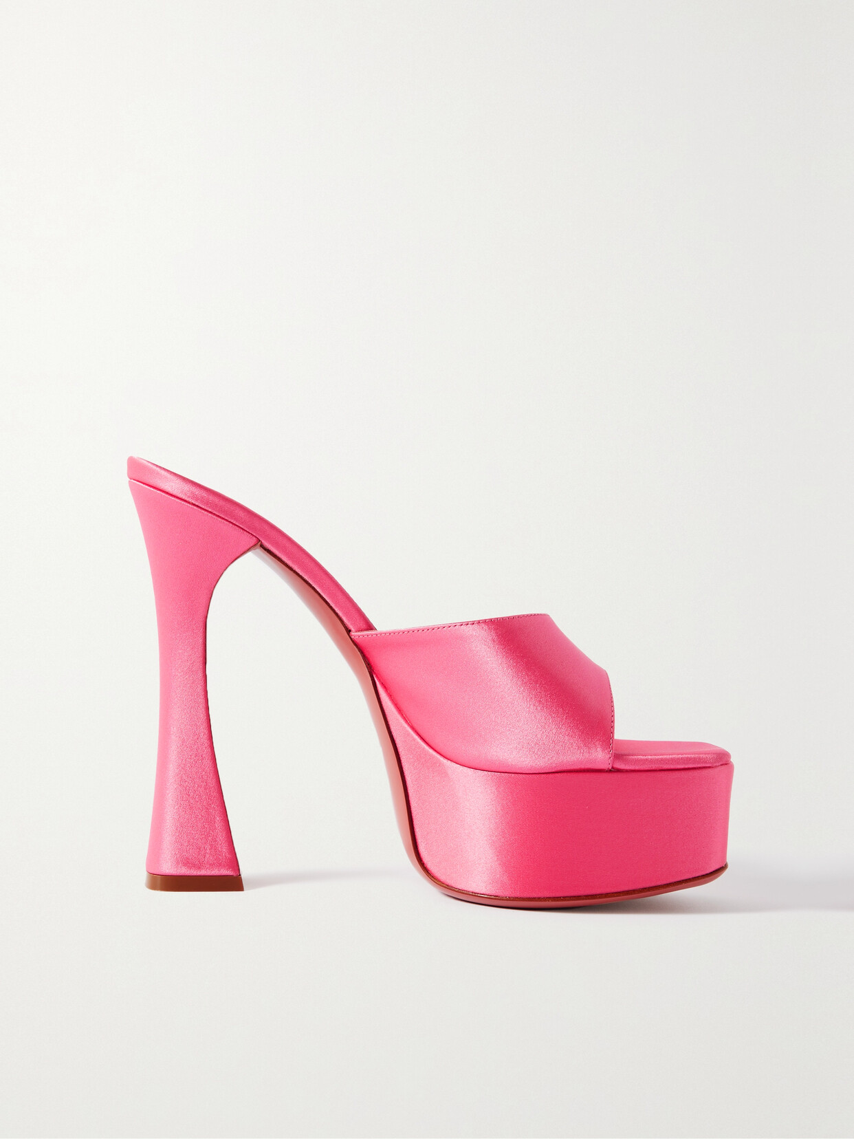 Amina Muaddi Dalida Satin Platform Sandals - Pink