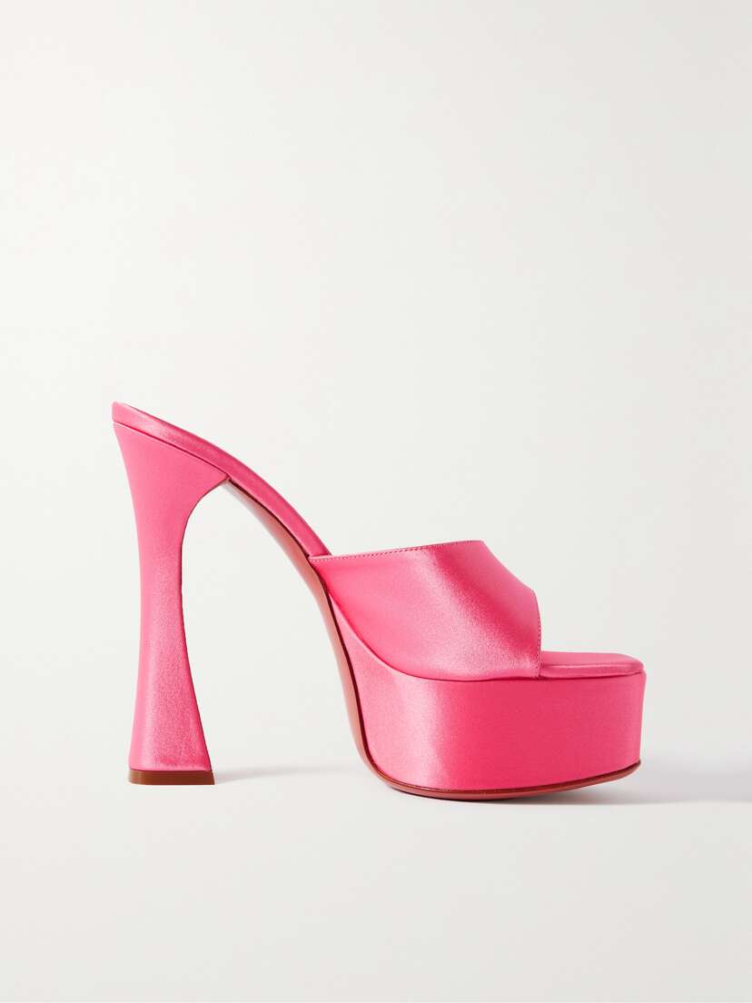 Amina Muaddi Dalida Satin Platform Sandals