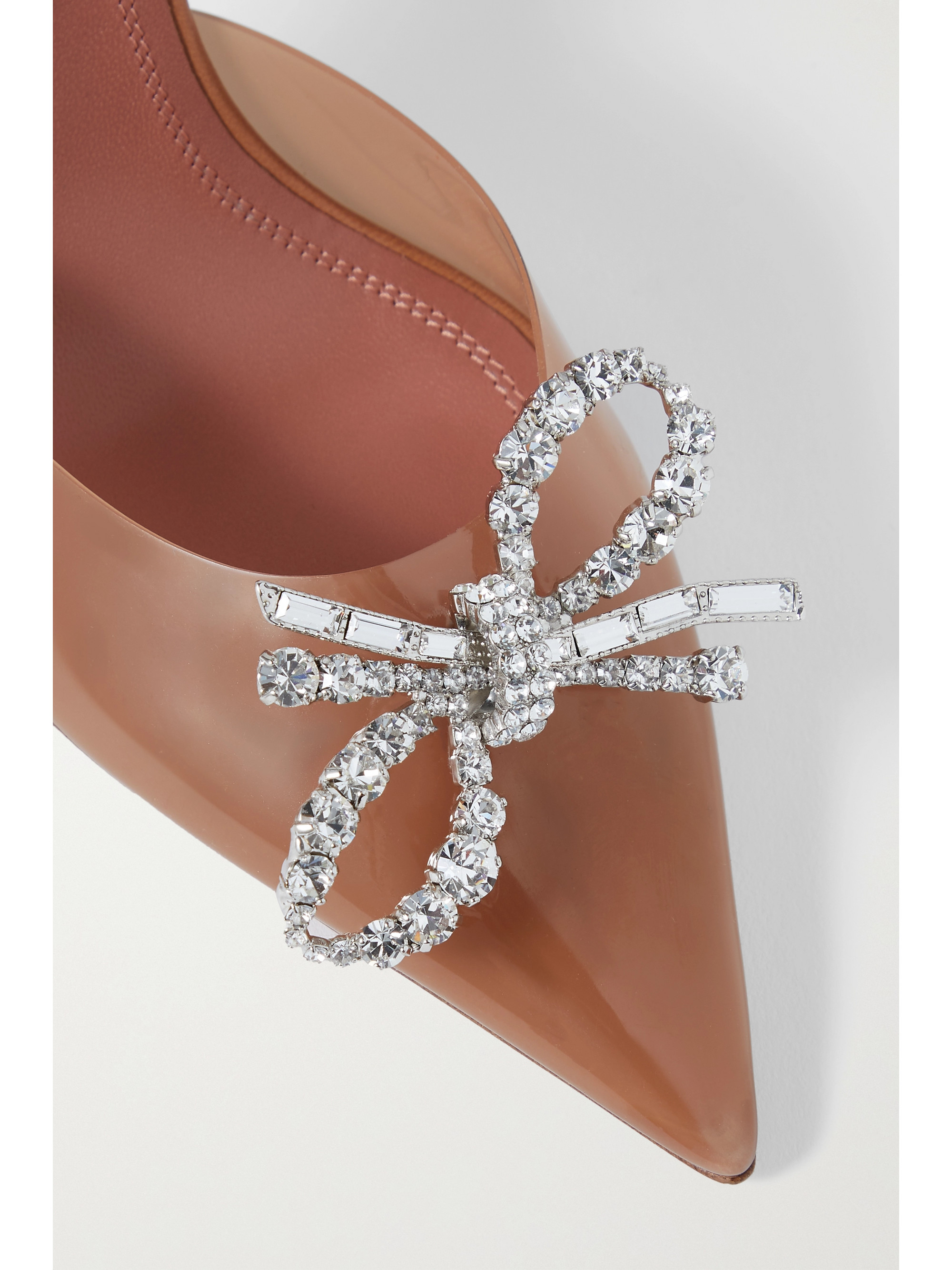 AMINA MUADDI Rosie crystal-embellished bow-detailed PVC slingback pumps