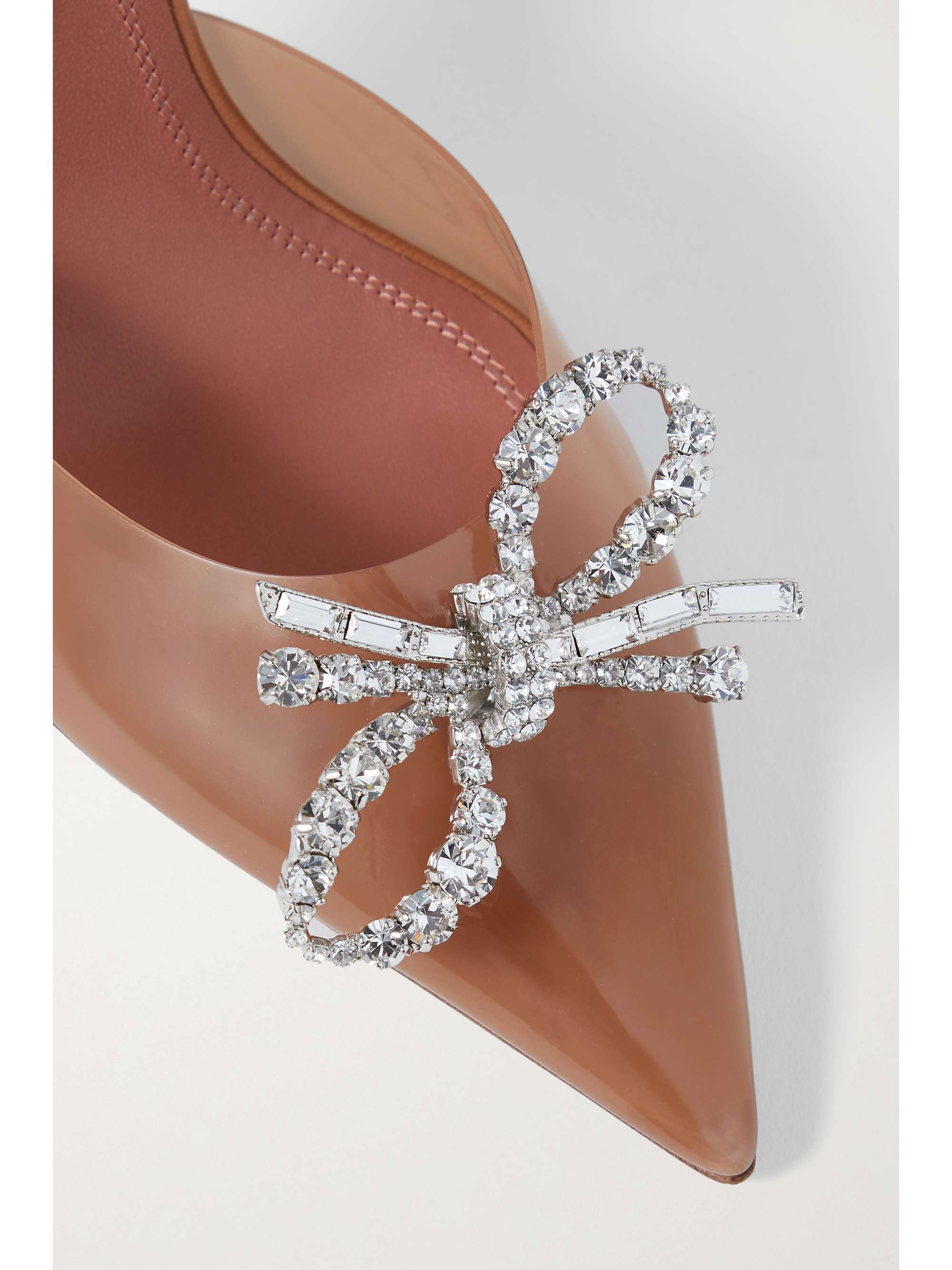 AMINA MUADDI Rosie crystal-embellished mirrored-leather slingback pumps
