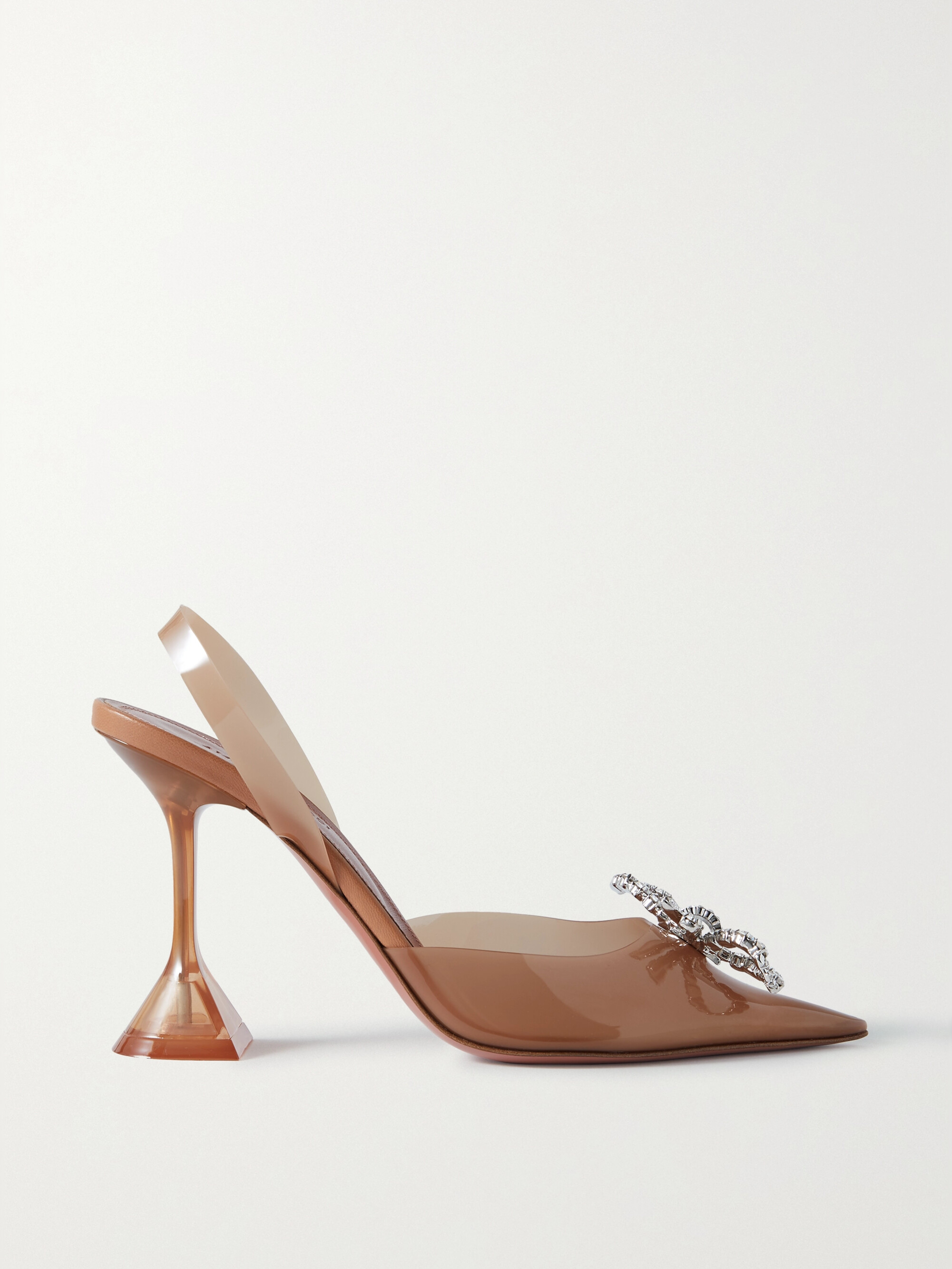 AMINA MUADDI Rosie crystal-embellished bow-detailed PVC slingback pumps