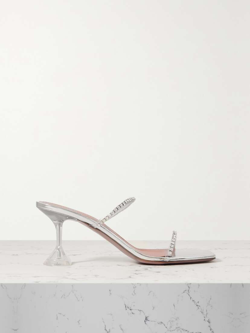 Amina Muaddi Gilda Crystal-embellished Pvc Mules