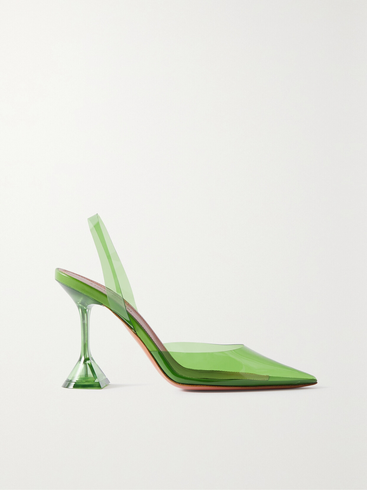 Amina Muaddi Holli Glass Pvc Slingback Pumps In Green