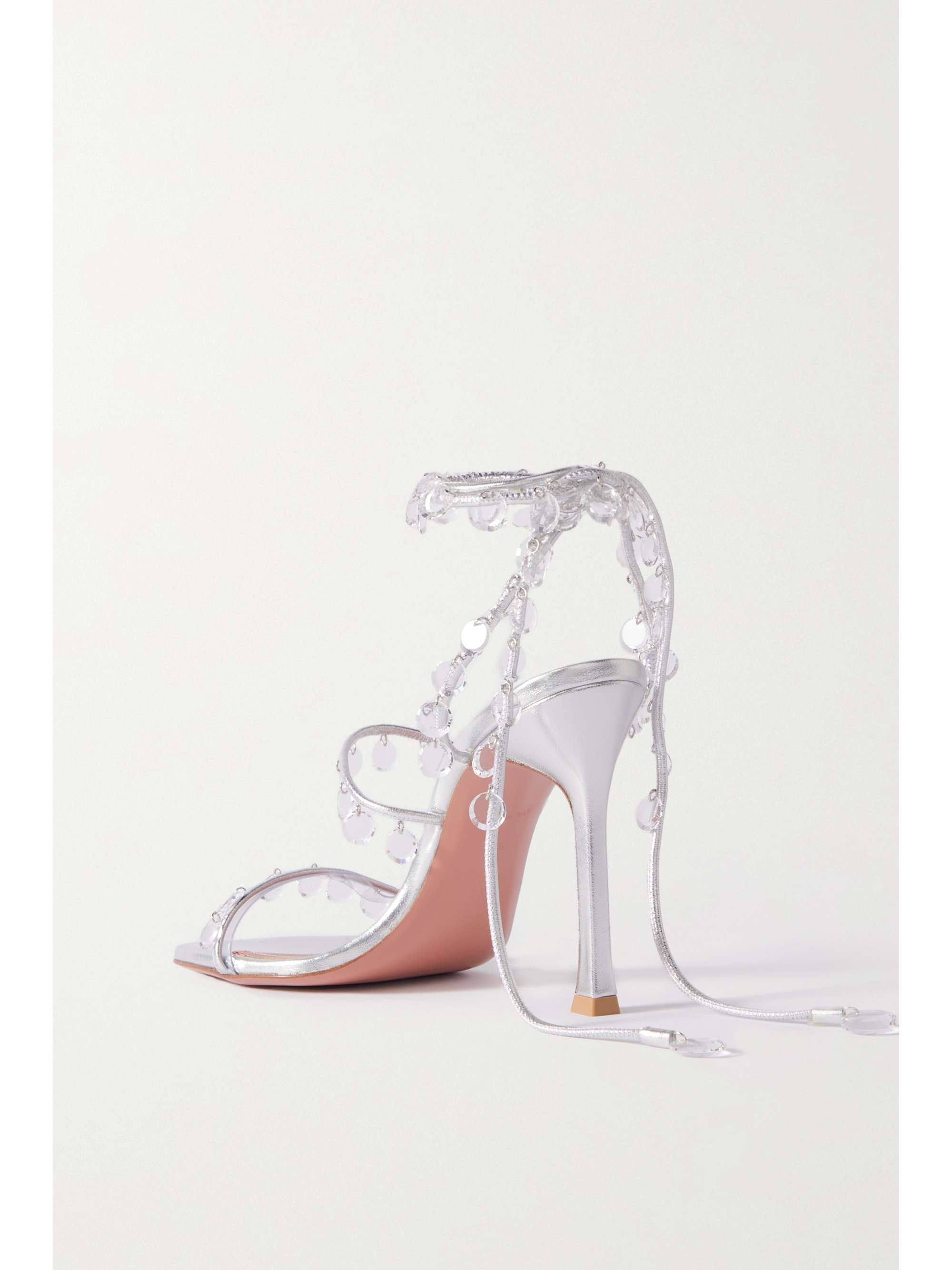 AMINA MUADDI Tina crystal-embellished metallic leather sandals