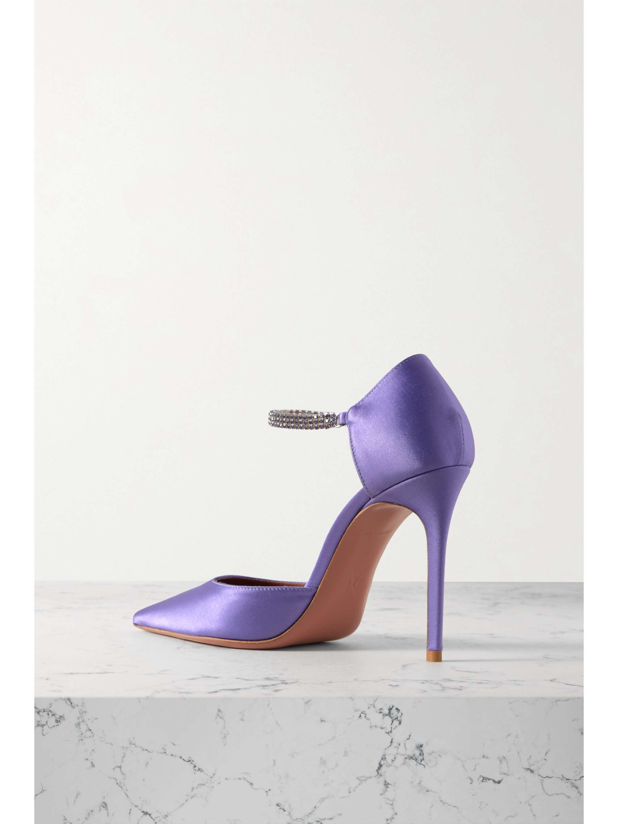 AMINA MUADDI Ursina crystal-embellished satin pumps