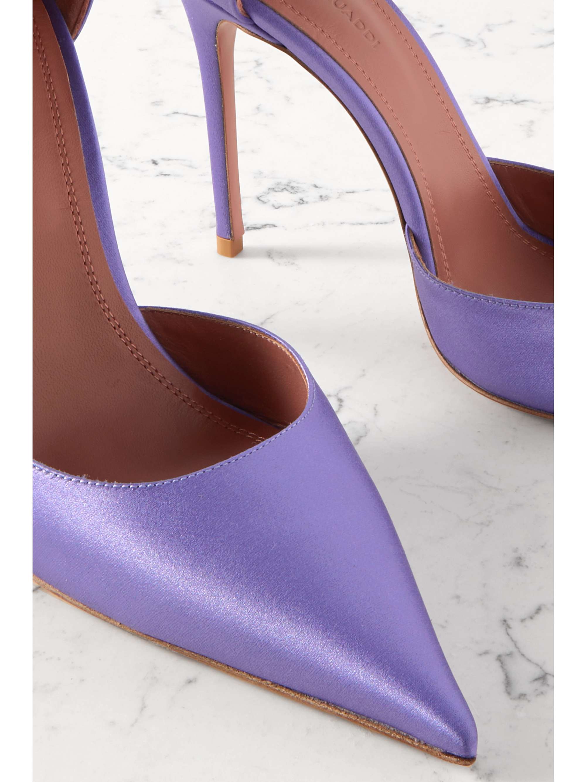 AMINA MUADDI Ursina crystal-embellished satin pumps