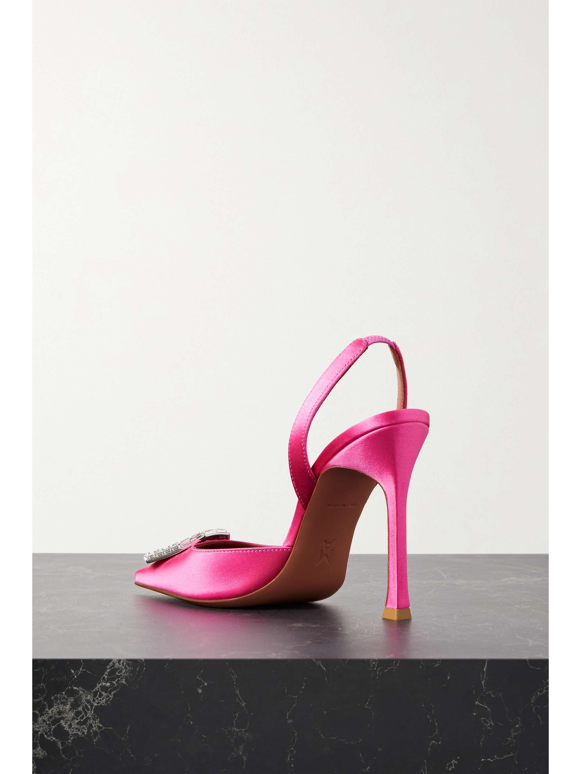 AMINA MUADDI Camelia crystal-embellished suede slingback pumps