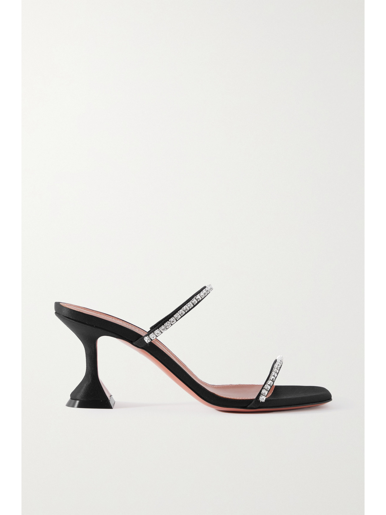 Amina Muaddi Gilda Crystal-embellished Satin Mules - Black