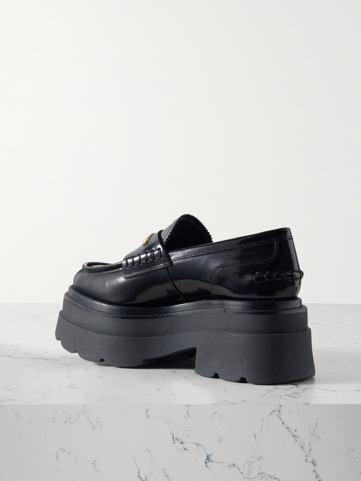 Shop Alexander Wang Carter Patent-leather Platform Loafers In Black