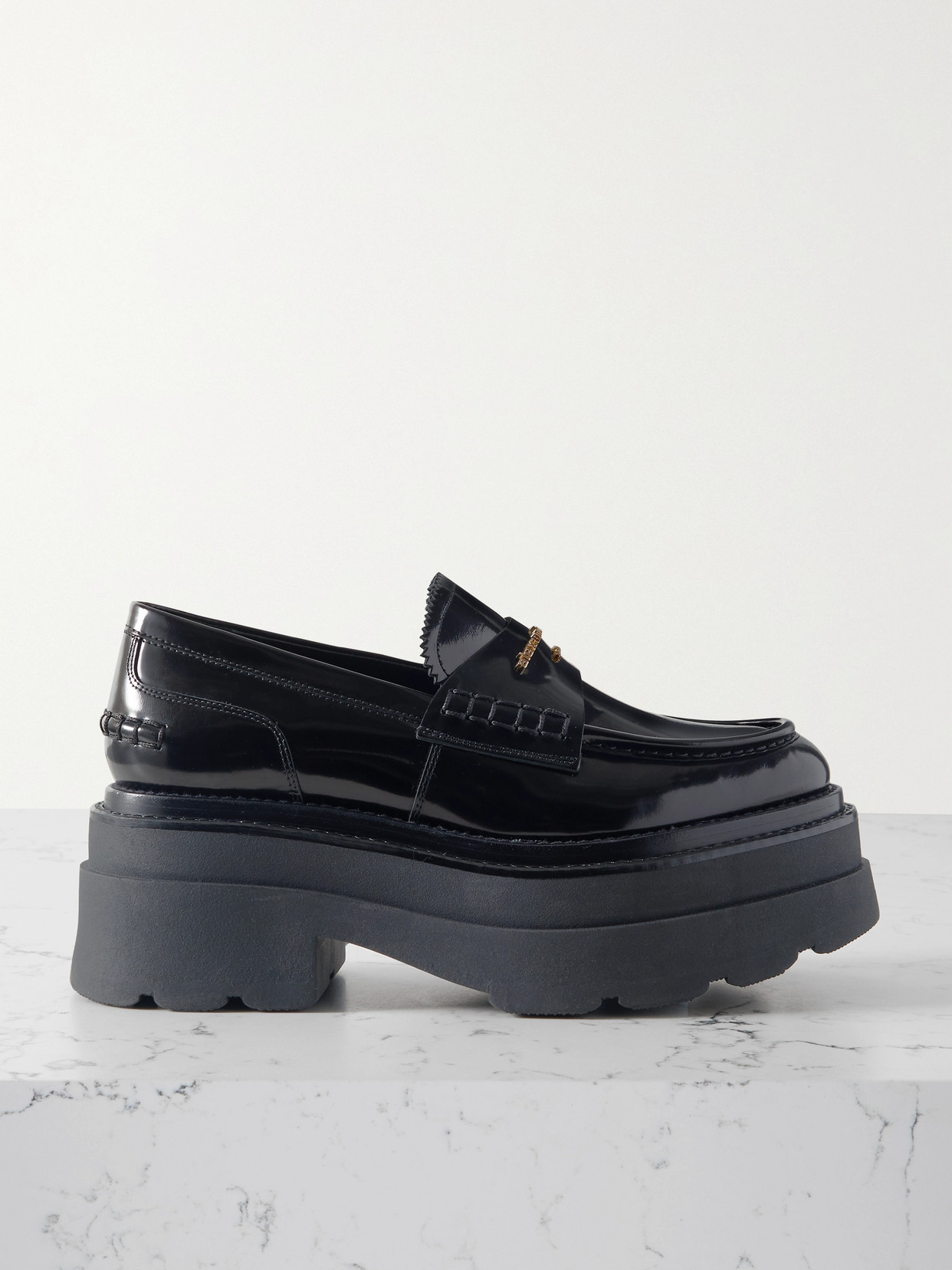 Shop Alexander Wang Carter Patent-leather Platform Loafers In Black