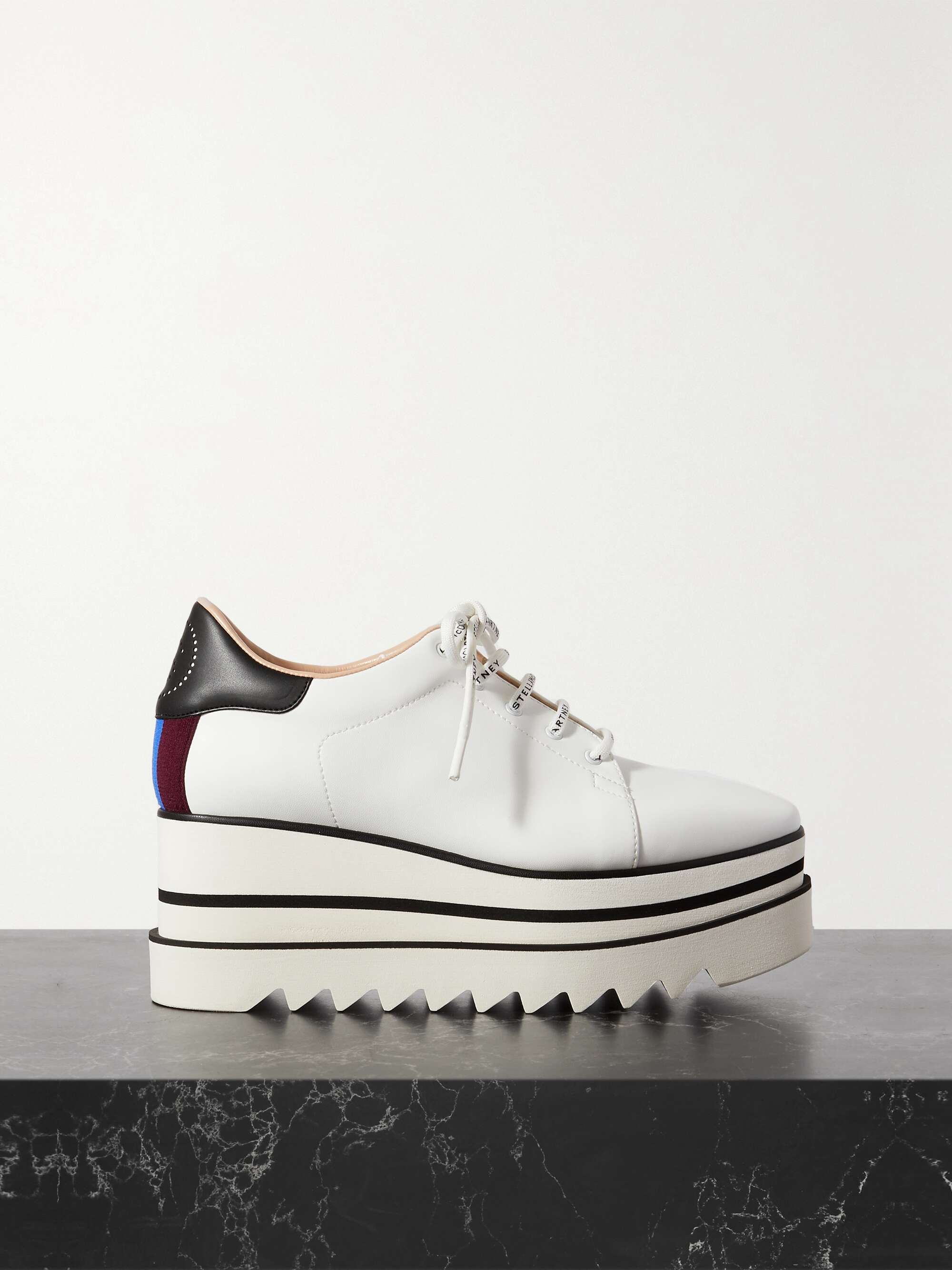 Elyse logo-perforated vegan leather platform brogues