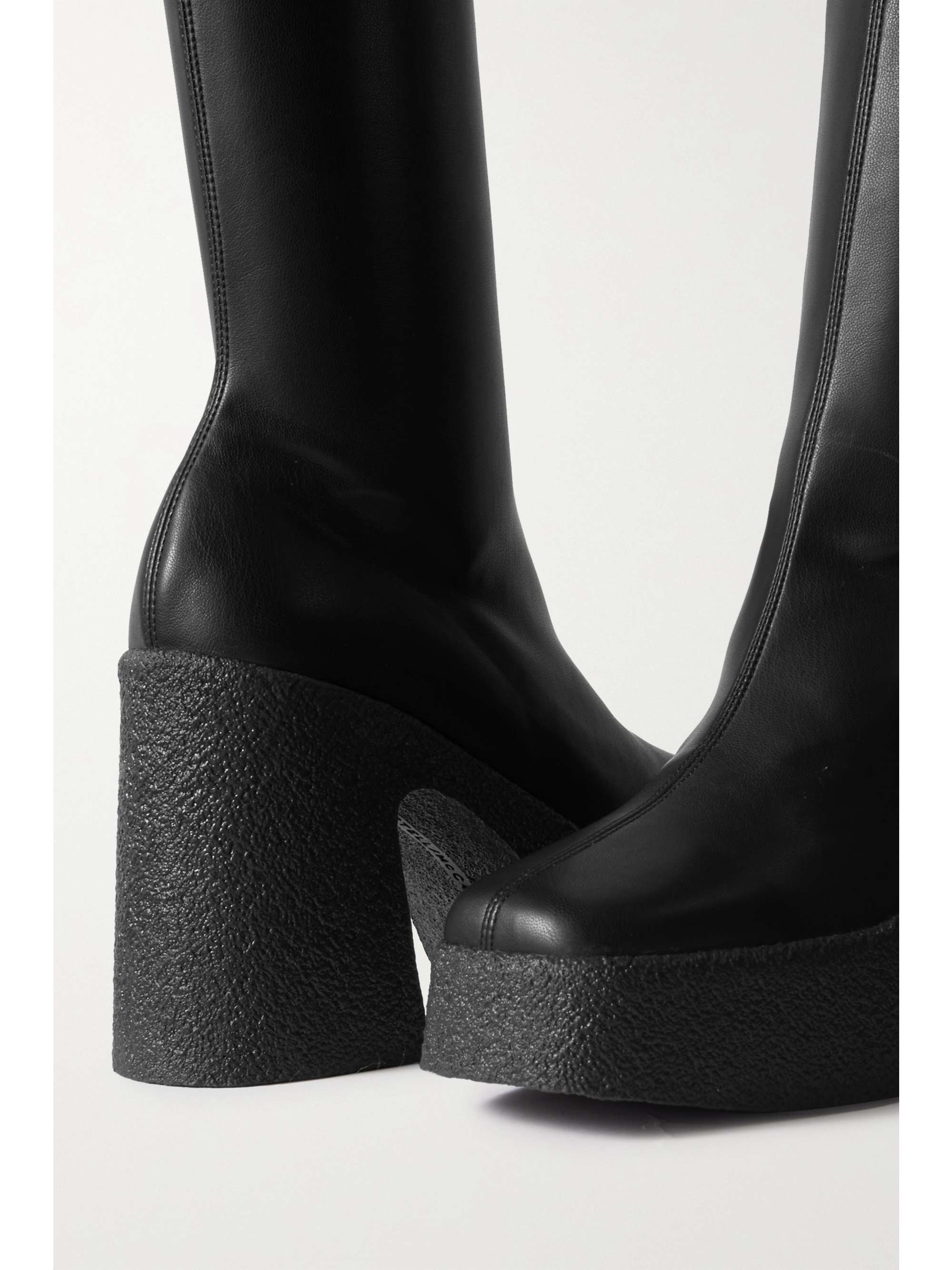 Black Skyla vegetarian leather platform over-the-knee boots | STELLA MCCARTNEY | NET-A-PORTER
