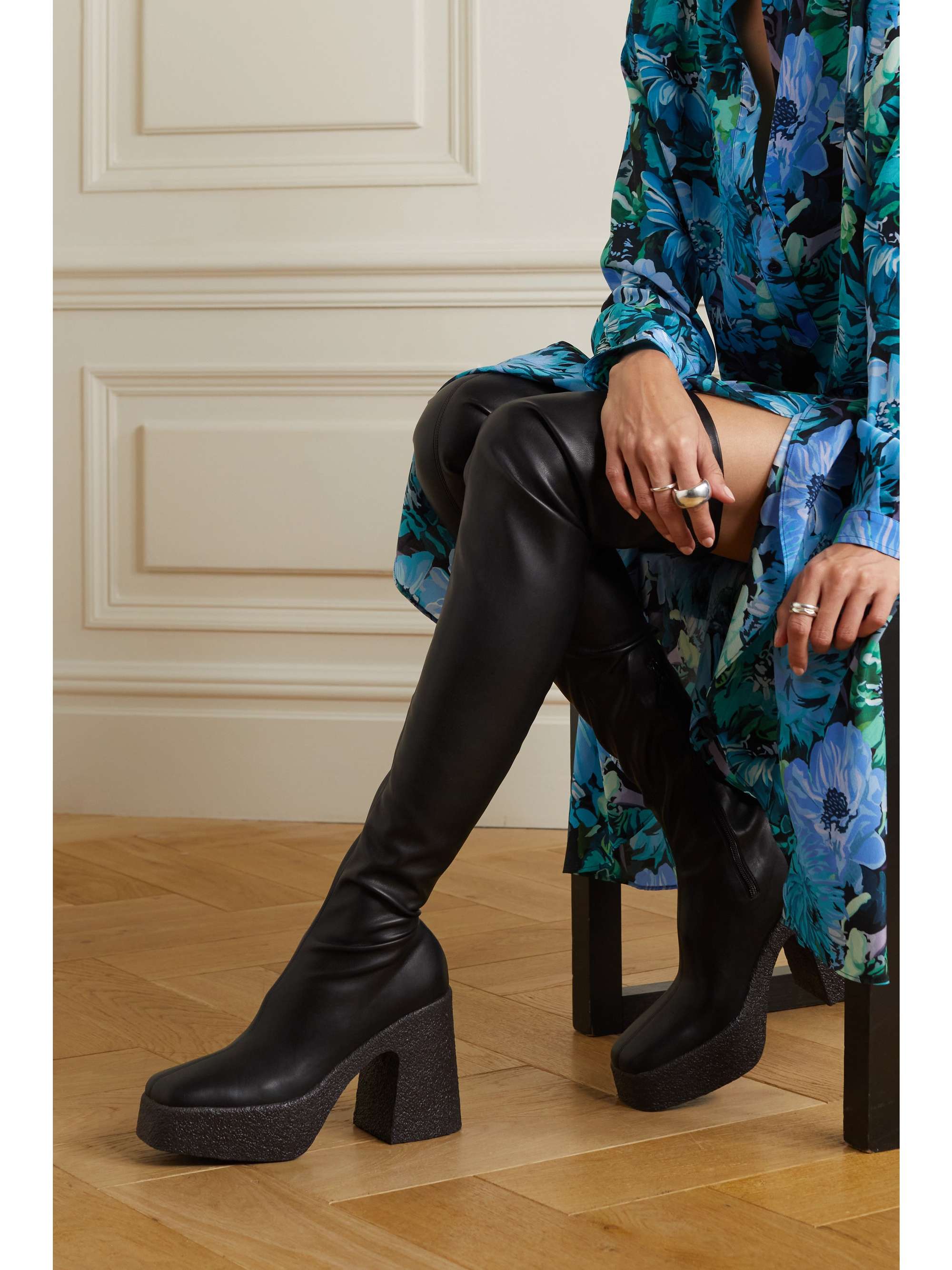 STELLA MCCARTNEY Skyla vegetarian leather platform over-the-knee boots