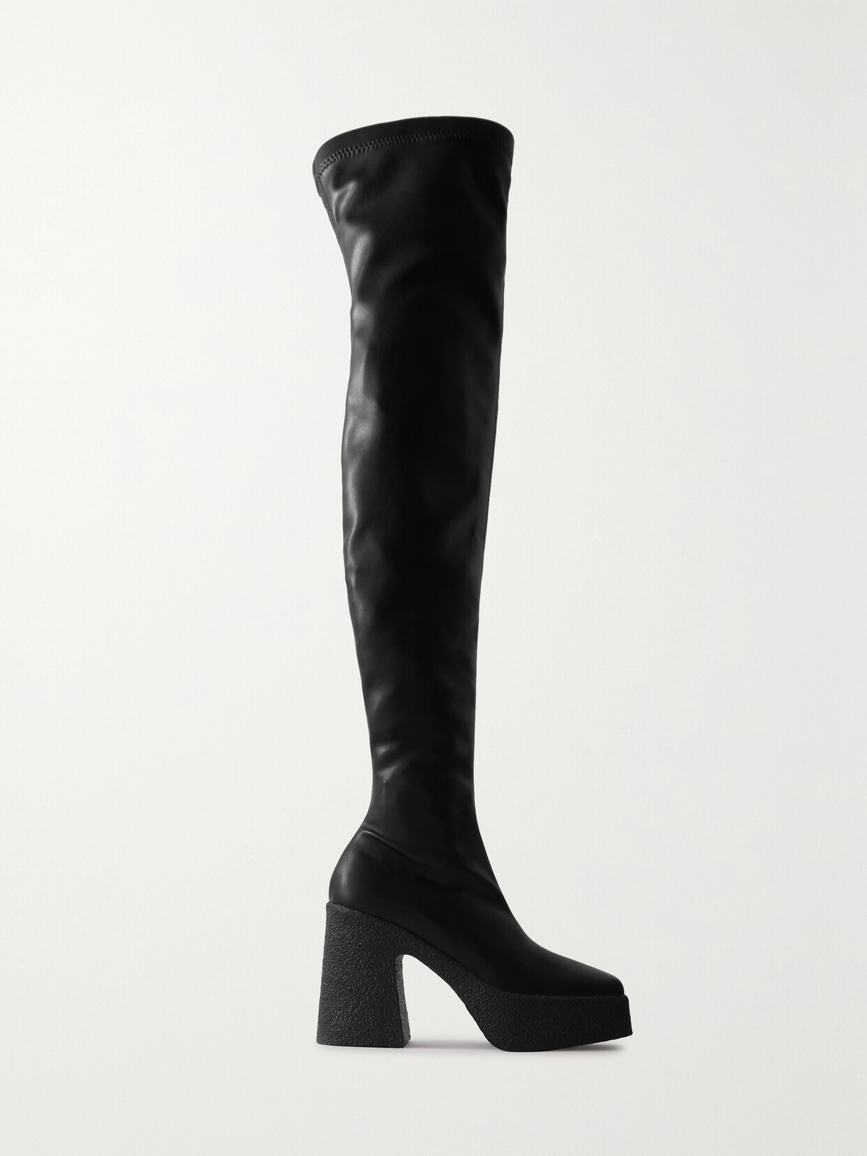 Shop Stella Mccartney Skyla Vegetarian Leather Platform Over-the-knee Boots In Black