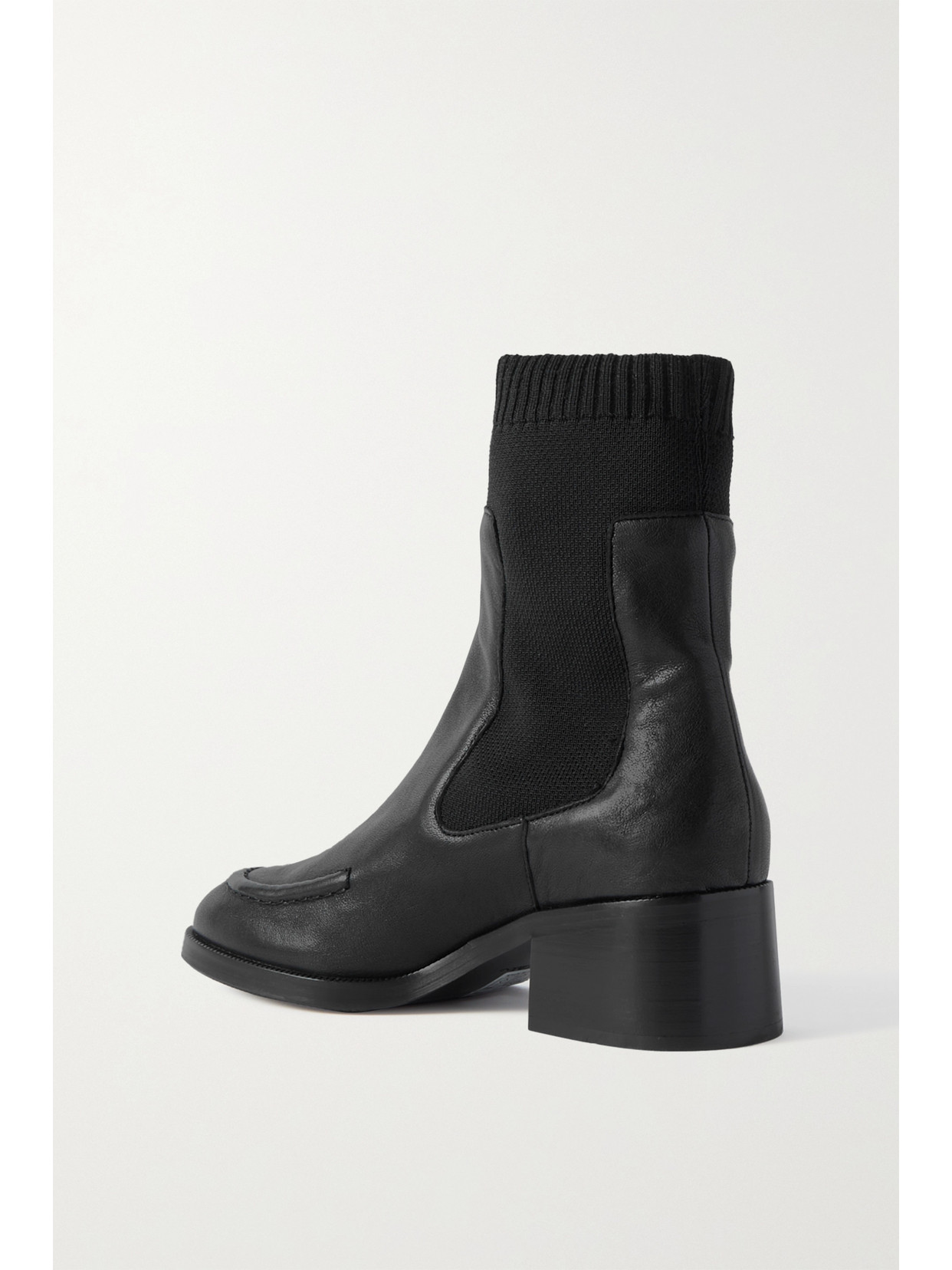 See By Chloé Wendy Stretch-knit Leather Chelsea Boots In Black