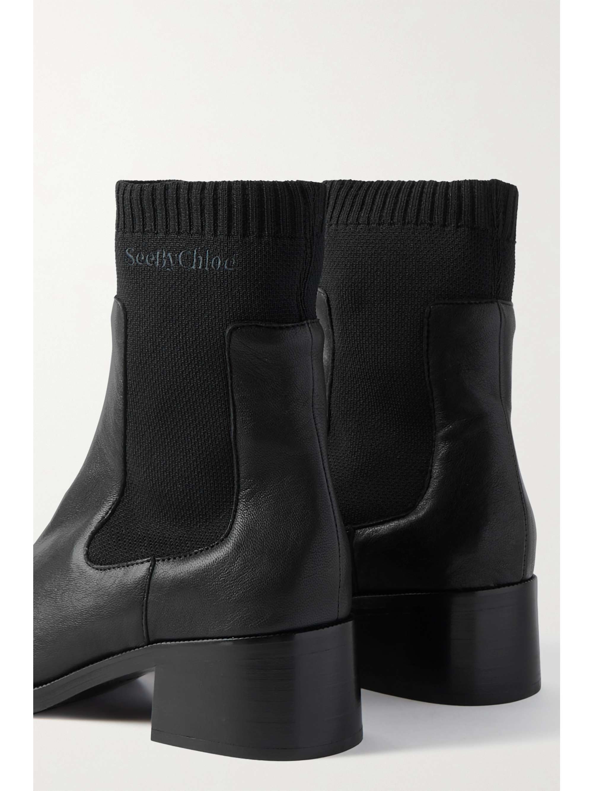 SEE BY CHLOÉ Wendy stretch-knit leather Chelsea boots