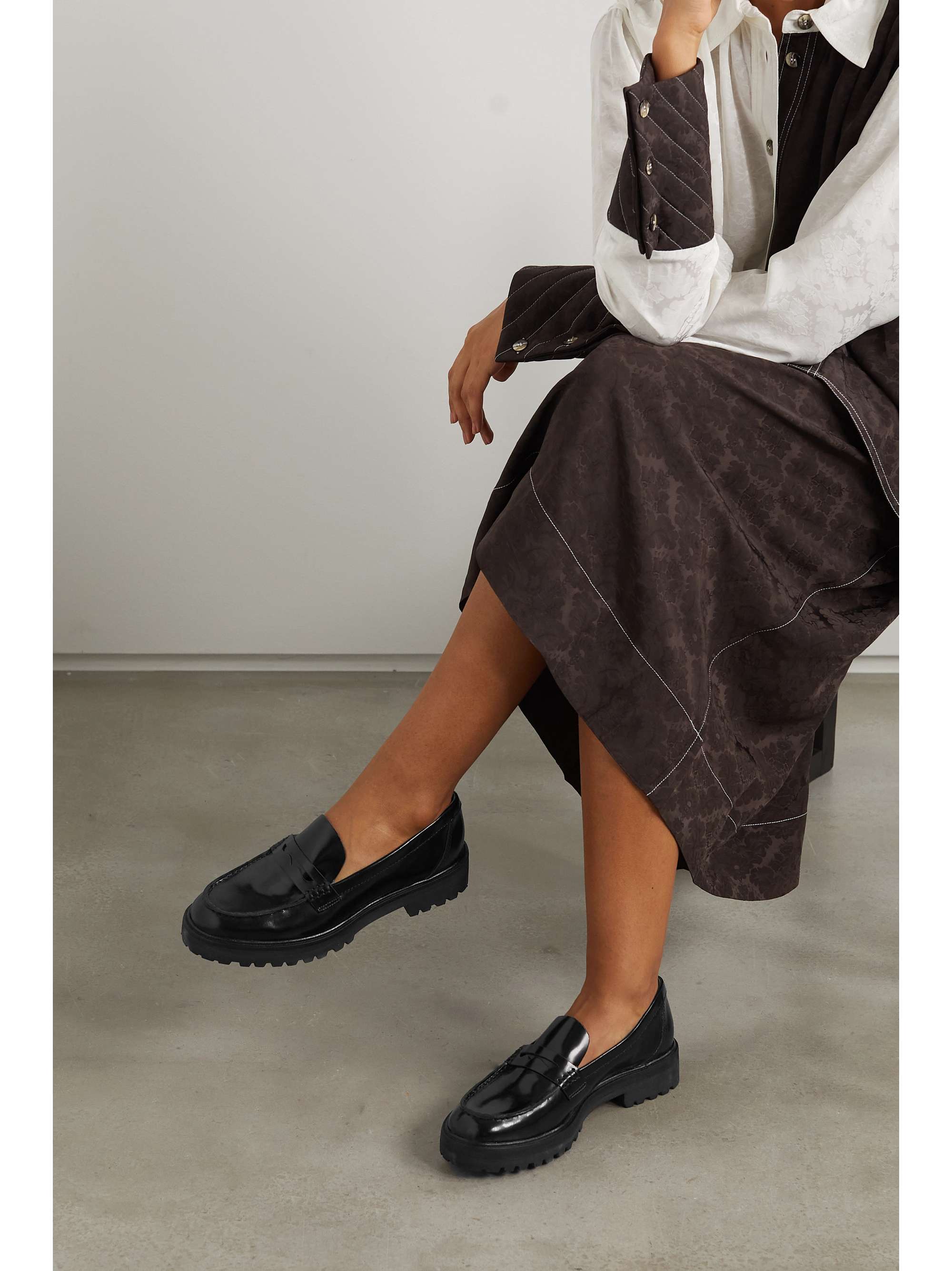 REFORMATION Agathea leopard-print calf hair loafers