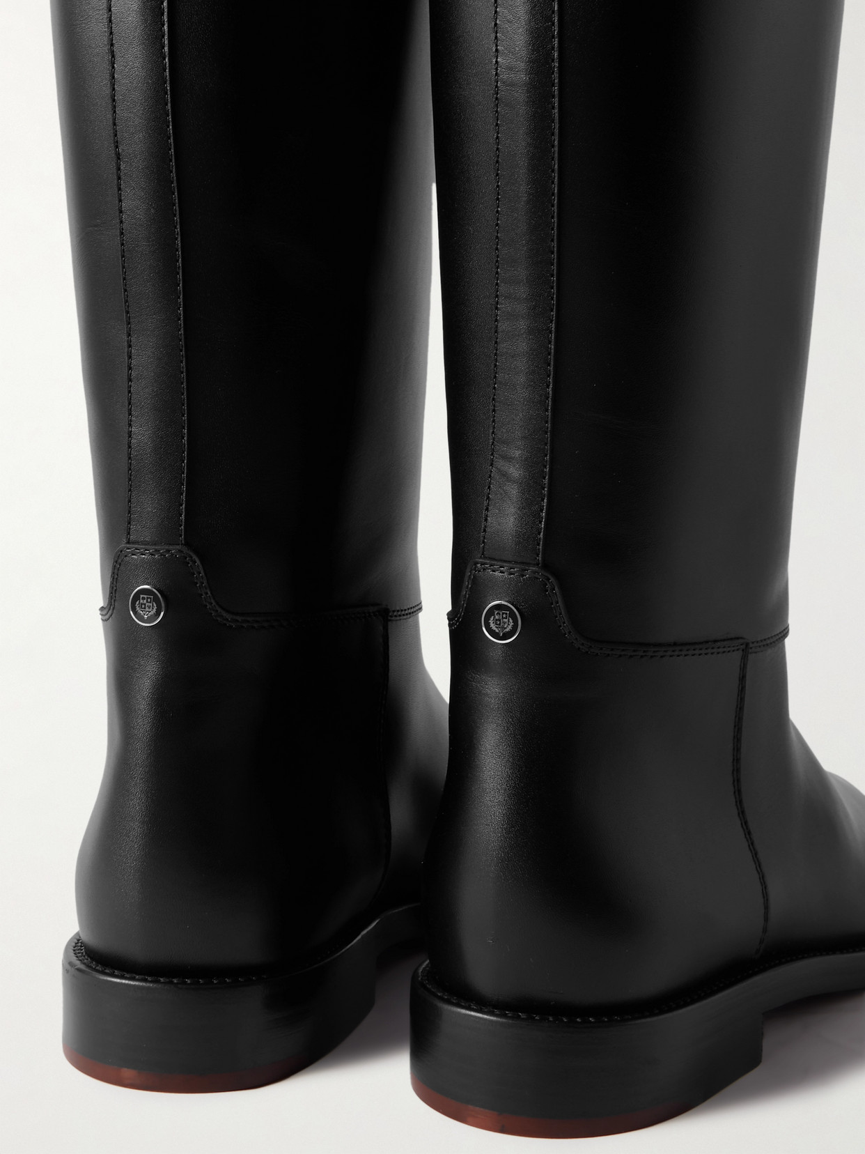 Shop Loro Piana Decker Leather Knee Boots In Black