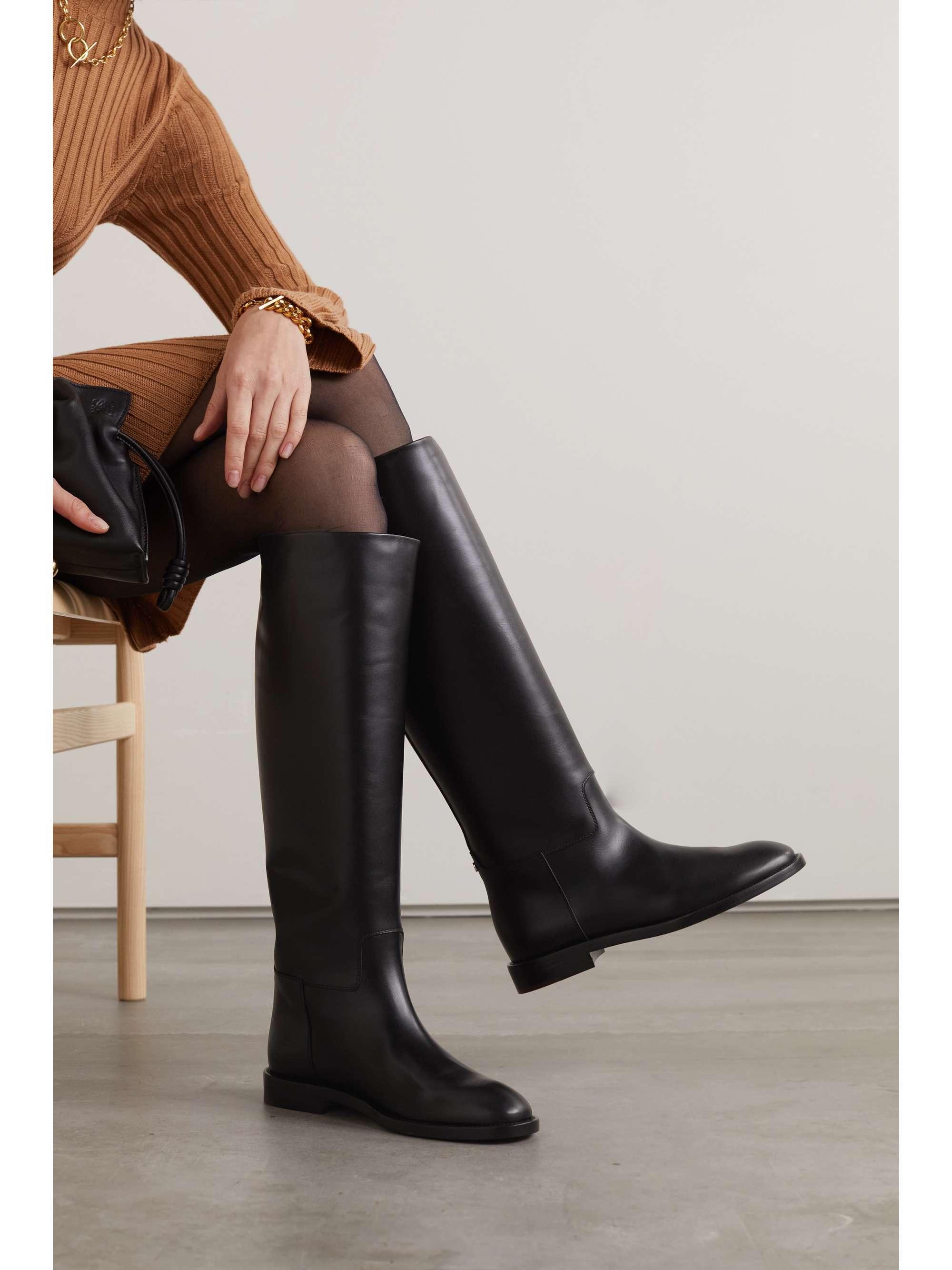 LORO PIANA Decker leather knee boots