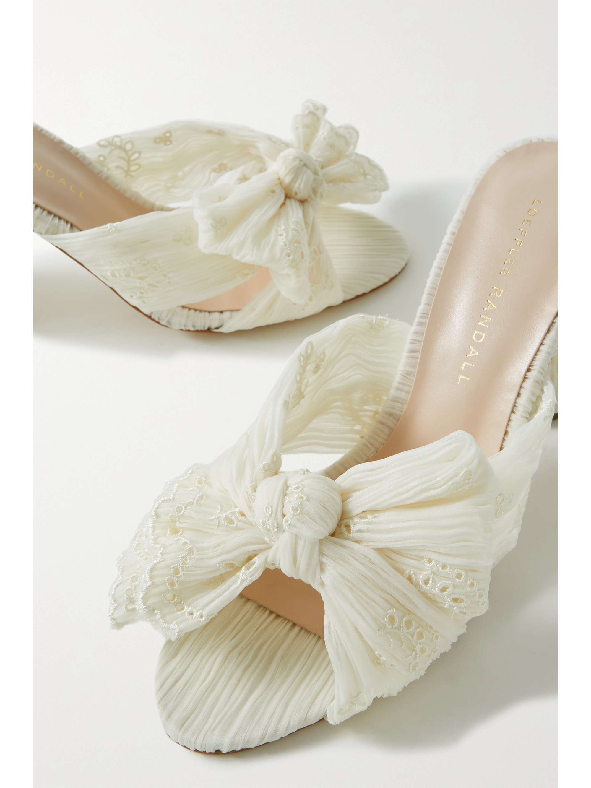 LOEFFLER RANDALL Penny 蝴蝶结饰细褶金属丝面料穆勒鞋