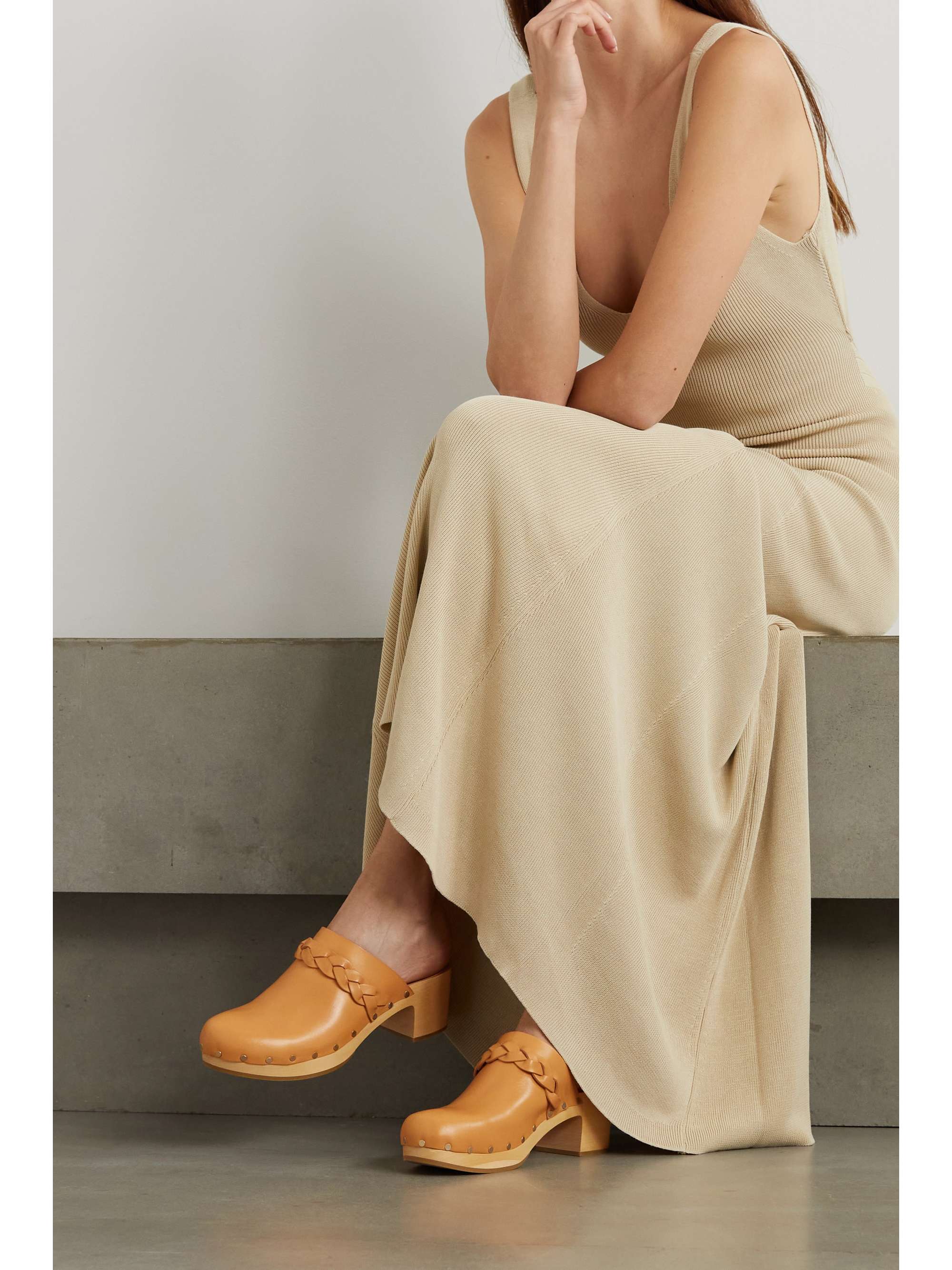 LOEFFLER RANDALL + NET SUSTAIN Lupa braided leather clogs | NET-A-PORTER