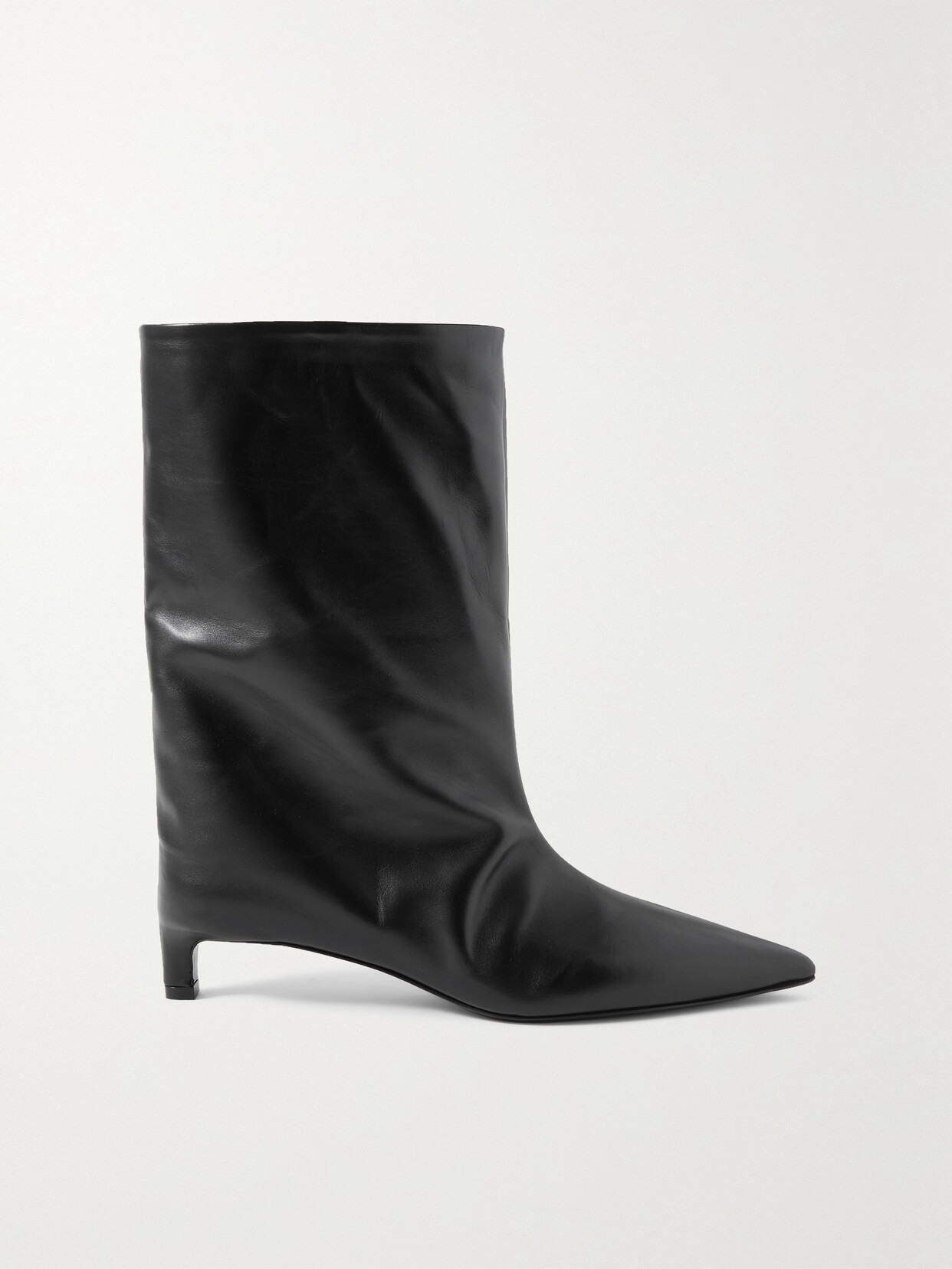 Jil Sander Black Leather Ankle Boots In Black