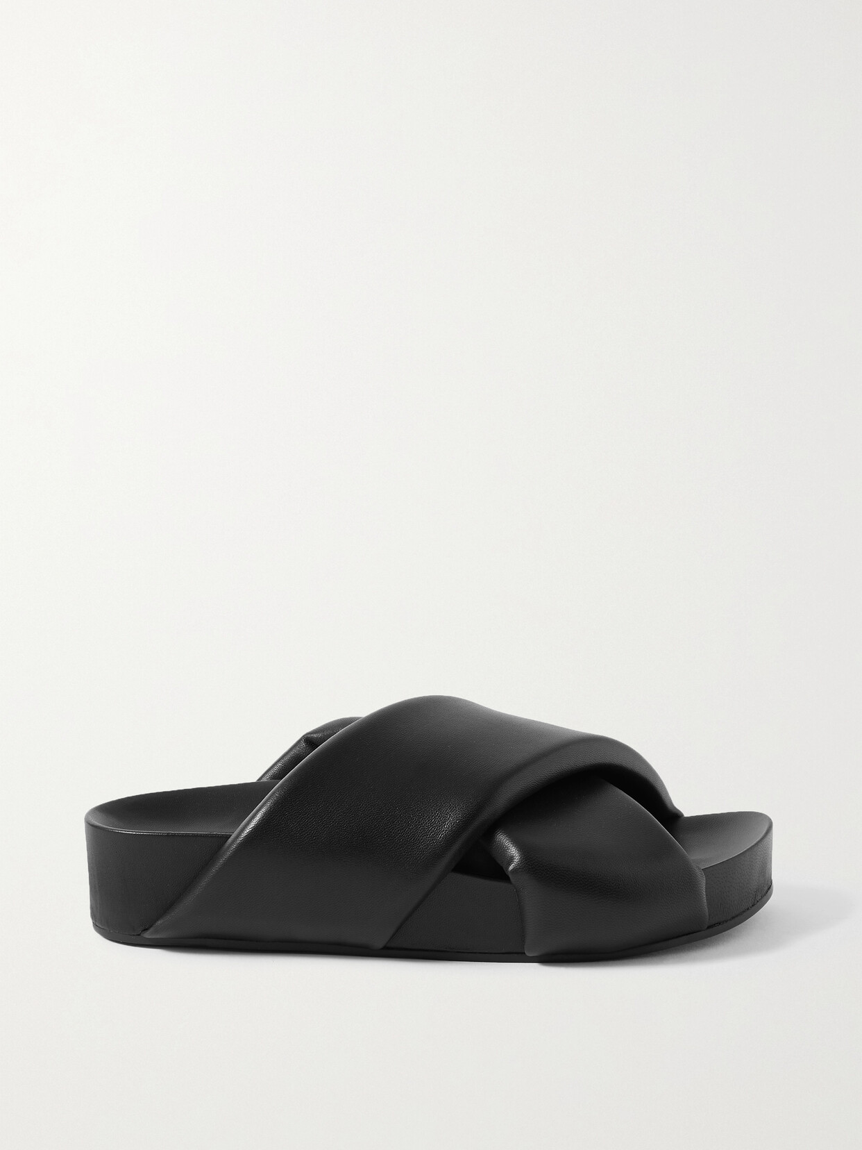 Shop Jil Sander Leather Platform Slides In Black